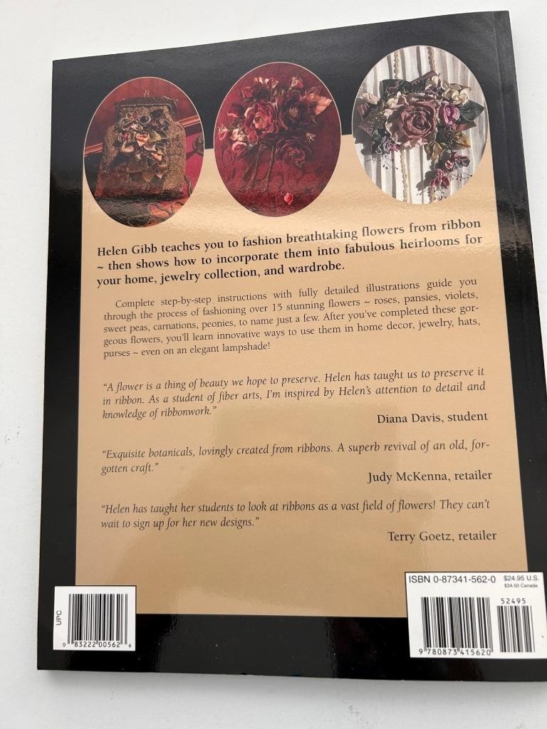 Ribbon Flowers craft book 1998 Helen Gibb 128 pages Heirloom pieces