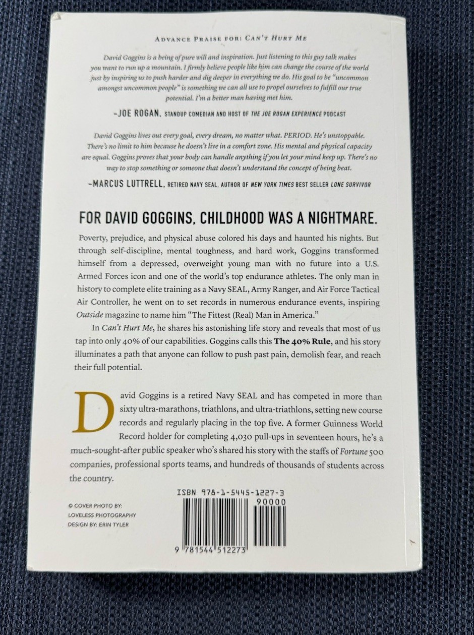 David Goggins Can’t Hurt Me Paperback Book