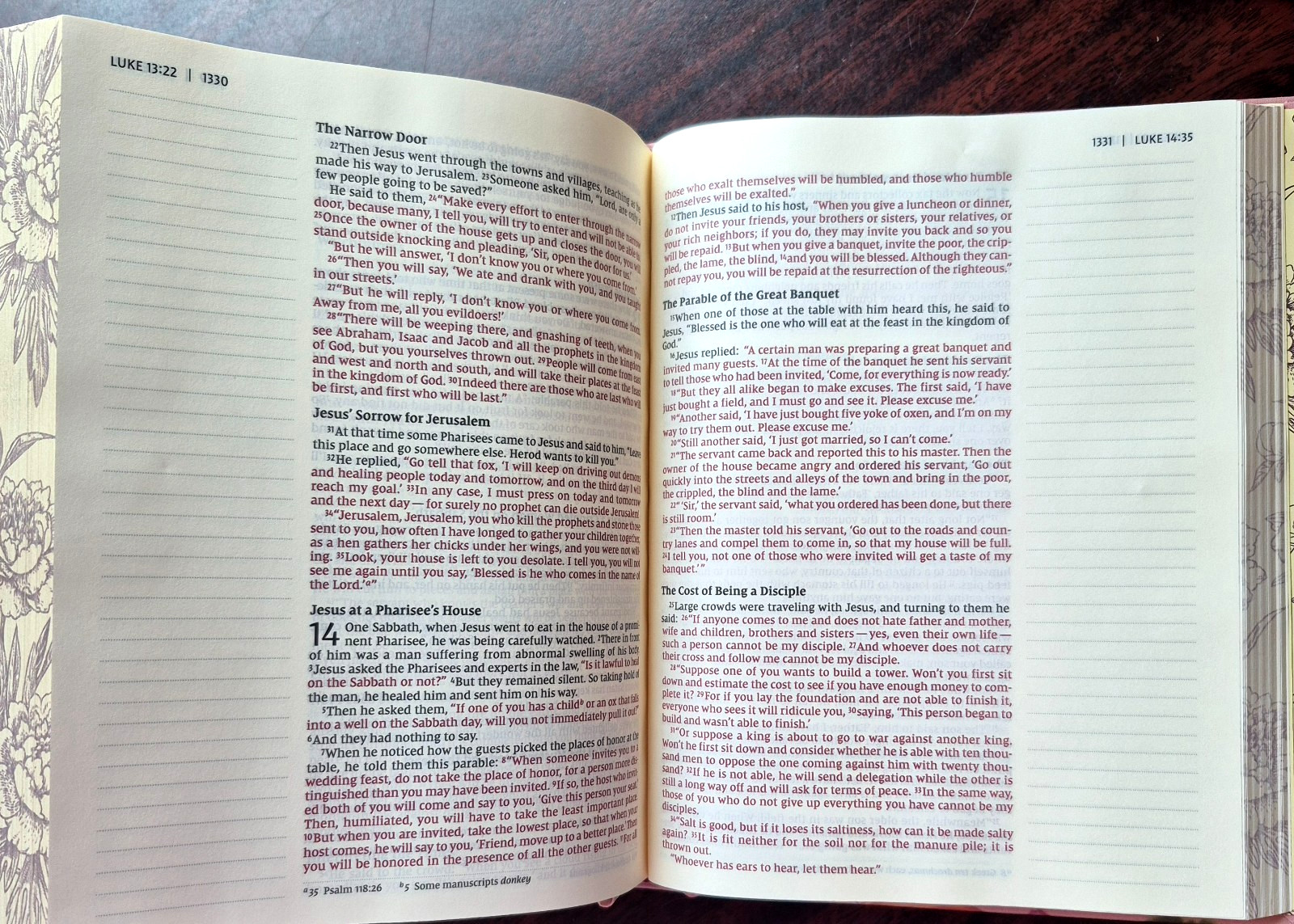 NIV Artisan Collection Journaling Bible (Hardcover Pink Floral, Red Letter) NEW