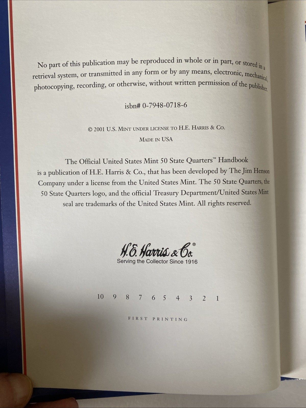 THE OFFICIAL U.S. MINT STORIES OF THE 1999 50 STATE – Vintage Hardcover New