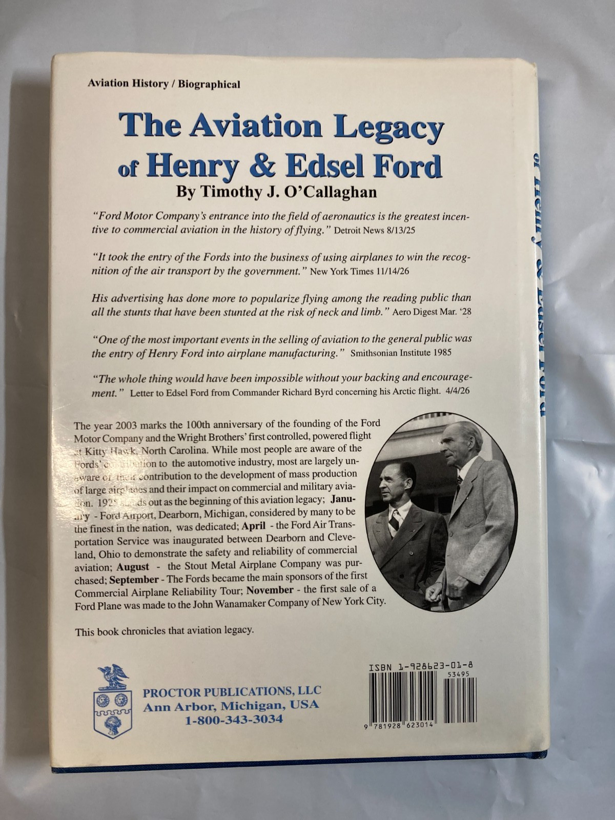 ✈️ The Aviation Legacy of Henry & Edsel Ford by Timothy J. O’Callaghan signed VG