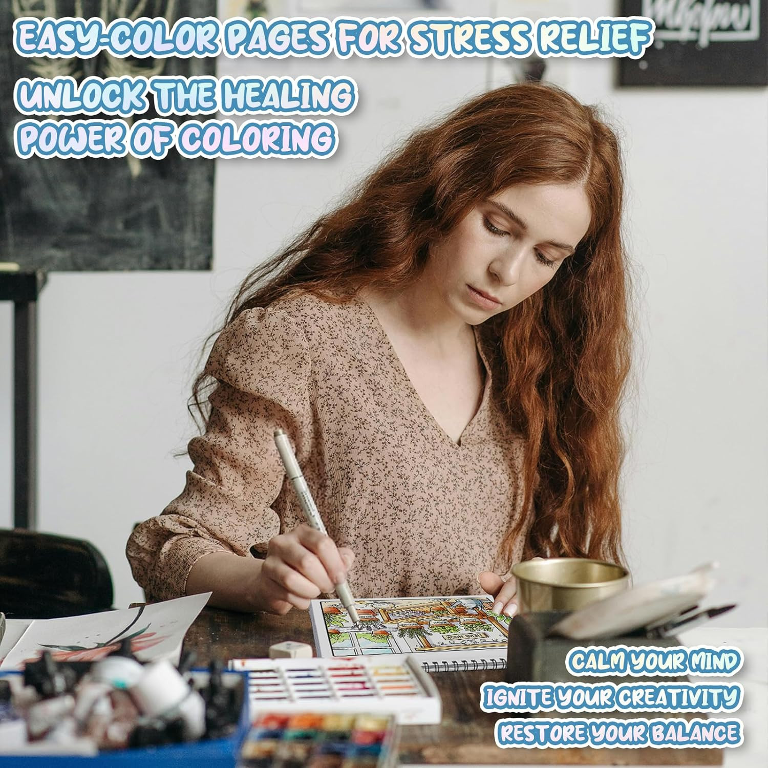 Adult Coloring Book for Women Relaxation, Spiral Bound Mindfulness Coloring