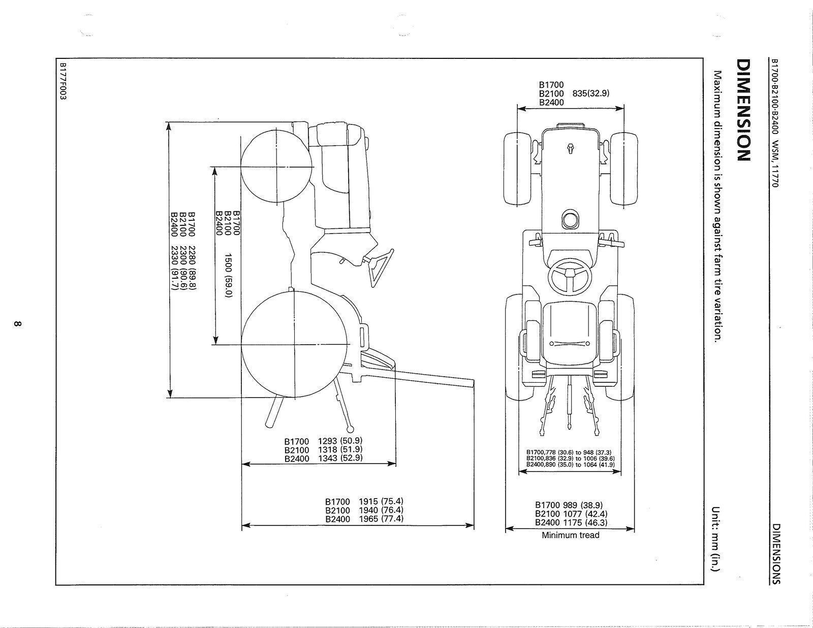 KUBOTA B1700 B2100 B2400 WSM WORKSHOP MANUAL *WITH WIRING CORRECTION* TOUGH BIND
