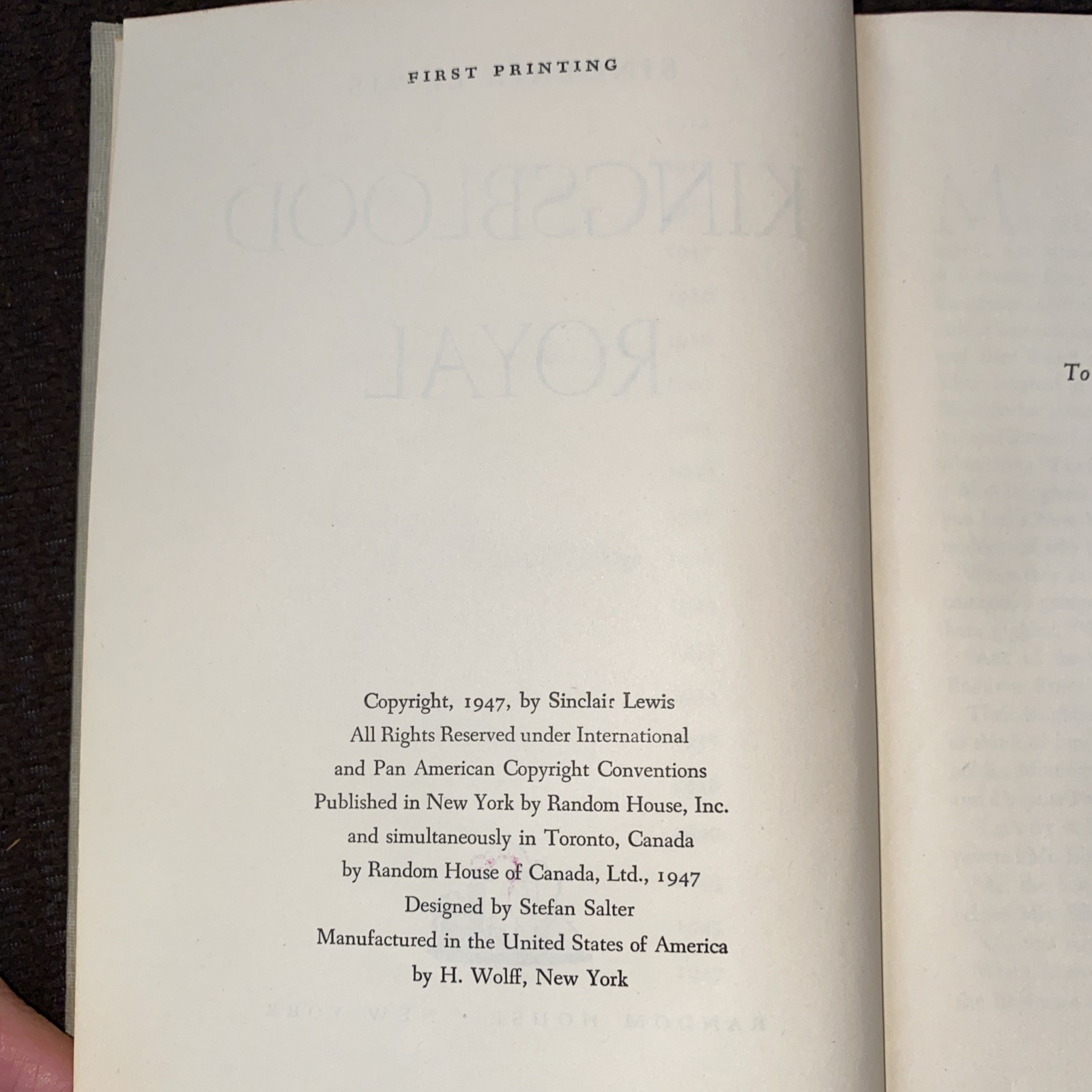 Kingsblood Royal by Sinclair Lewis Hardcover Stated First Printing No DJ Good