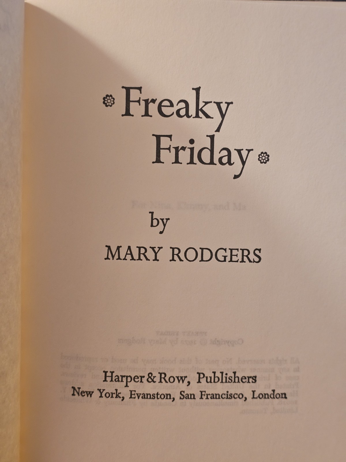 “Freaky Friday” by Mary Rodgers – Hardcover Book w/Dustjacket – 1972 1st Edition