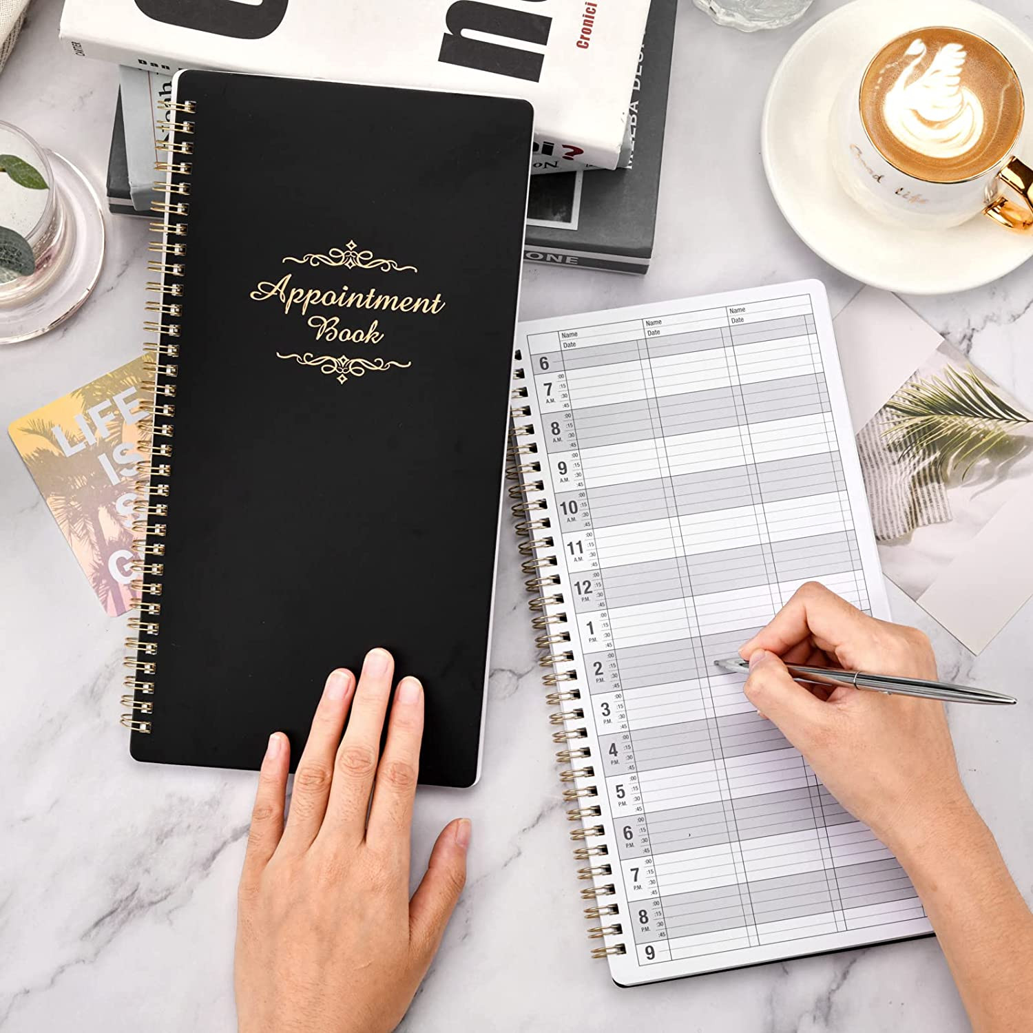 Salon Appointment Book – 15 Min Increments, 3 Cols, 200 Pages, 6.1” X 11.54”,