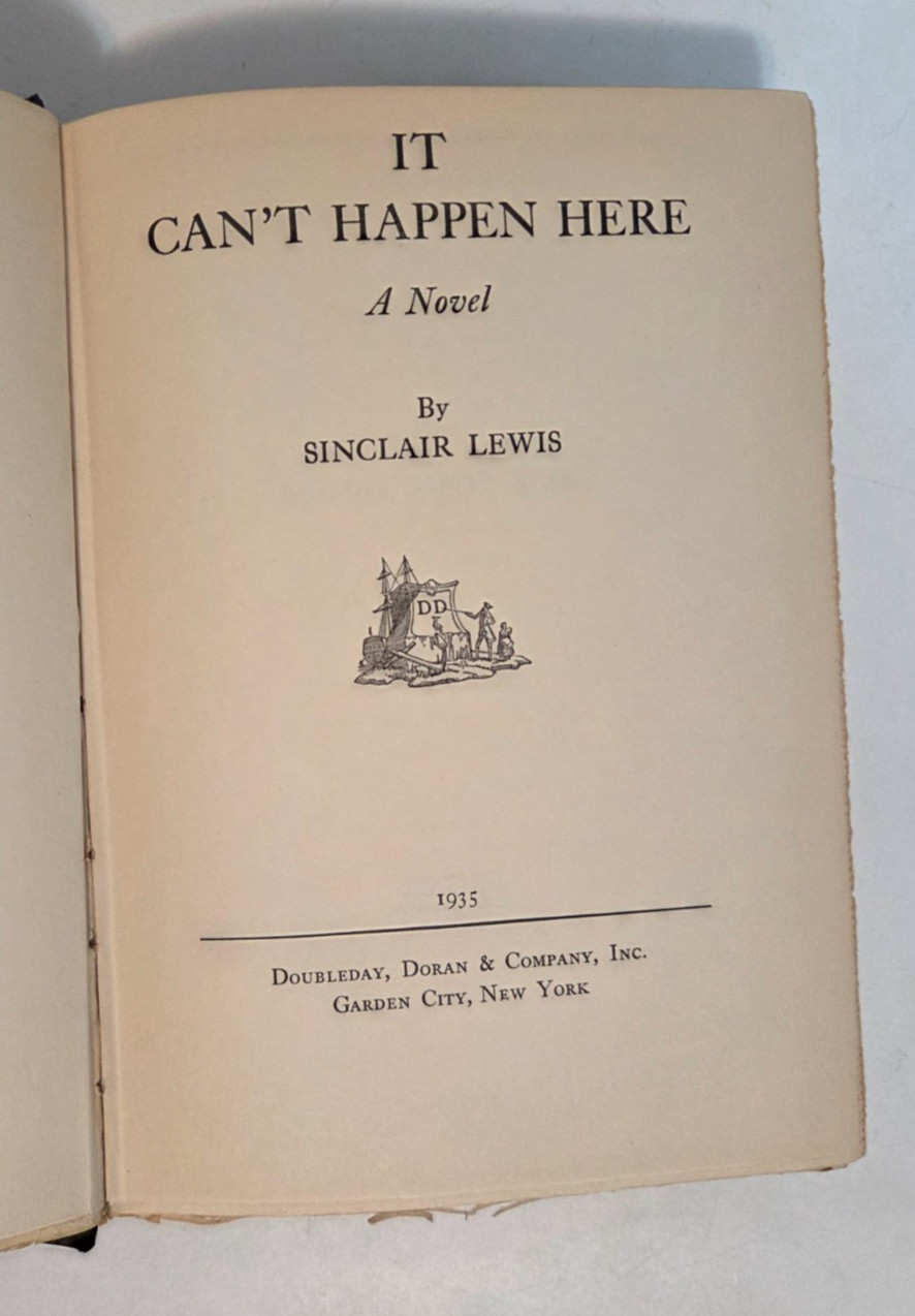 It Can’t Happen Here — Sinclair Lewis | 1st Ed 1935 Doubleday, Doran HC