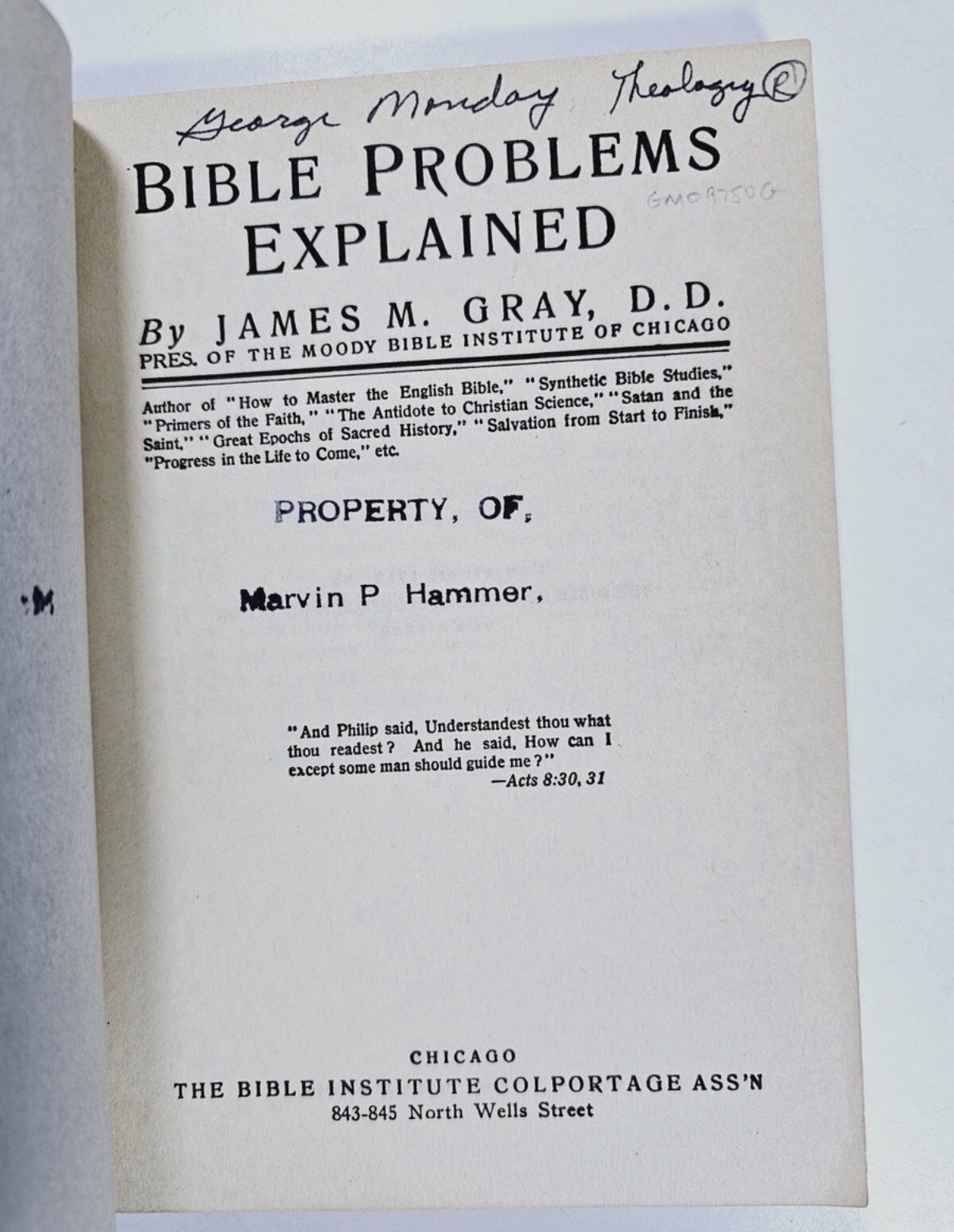 VINTAGE 1913 — Bible Problems Explained by James M. Gray