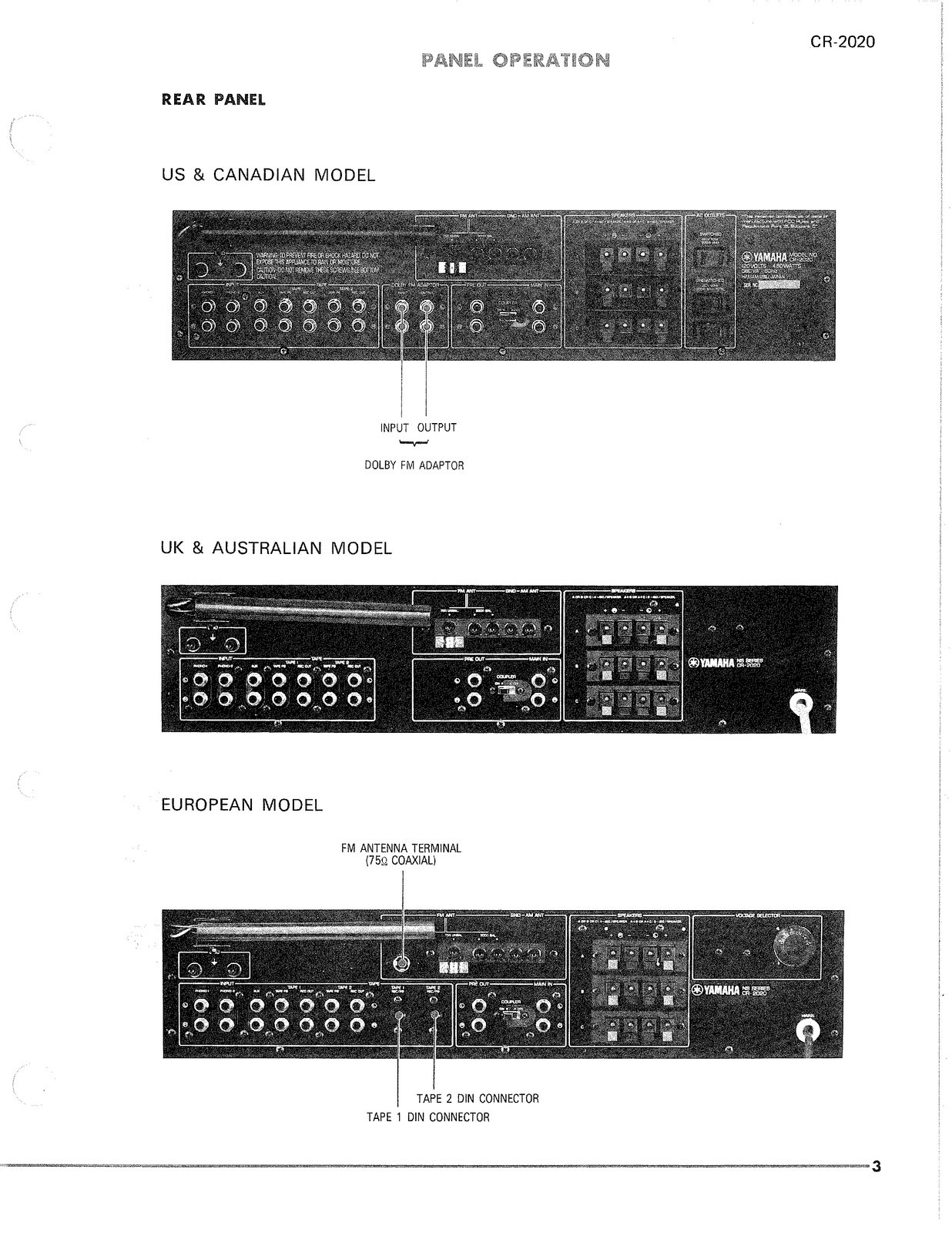 YAMAHA CR-2020 FM AM Stereo Receiver Service Manual – BIND – COVERED – FOLDOUTS