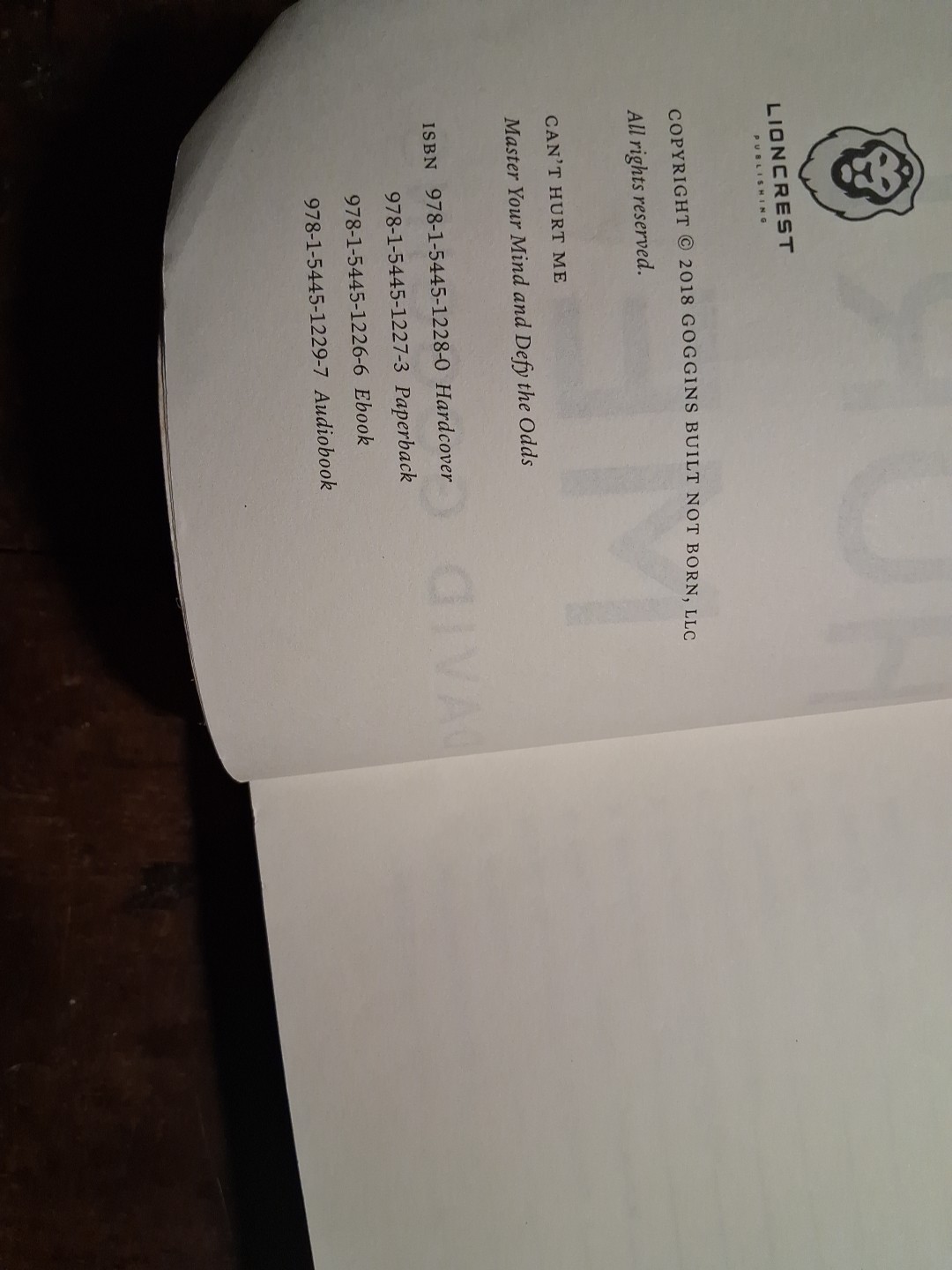 Can’t Hurt Me David Goggins Paperback 2018 NYT Bestseller Self Help Motivation