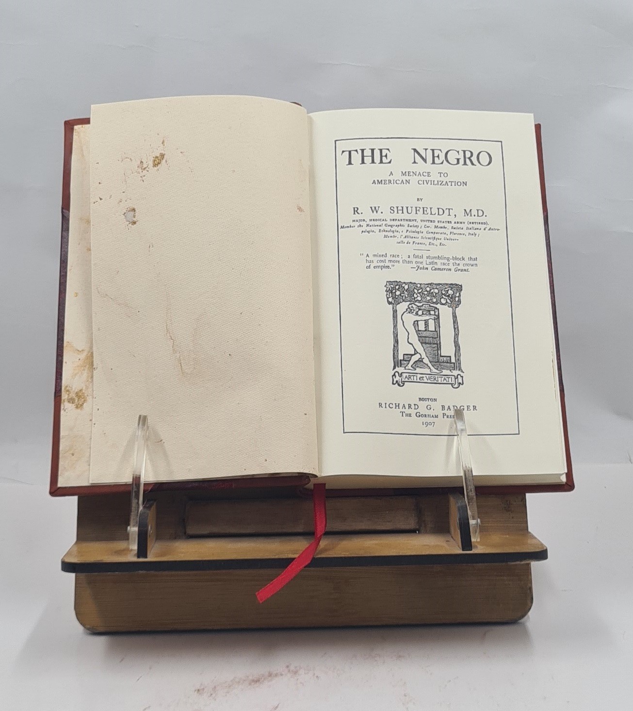 The Negro a menace to American civilization 1907 R. W. Shufeldt [LEATHER BOUND]