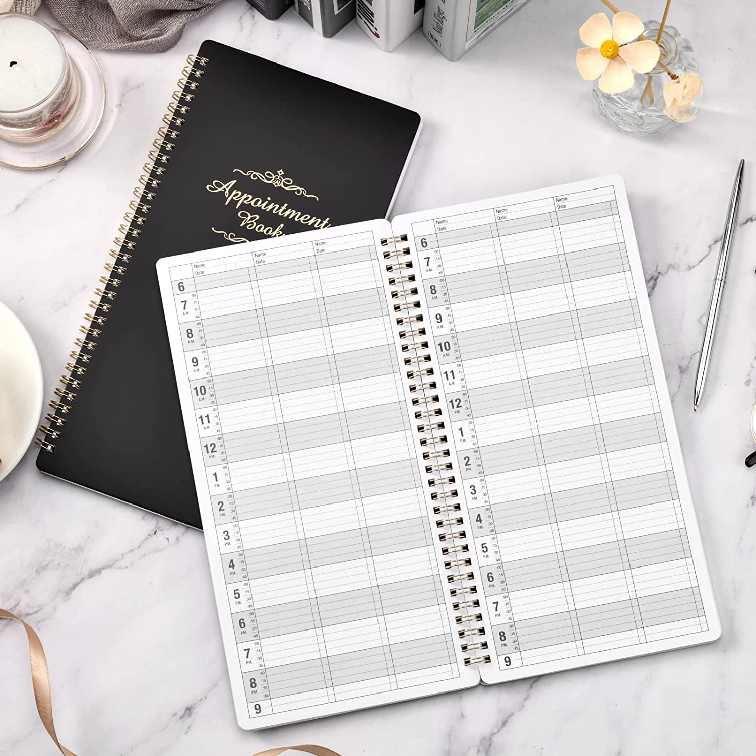 3 Column Appointment Book – Daily and Hourly Schedule Book with 200 Pages