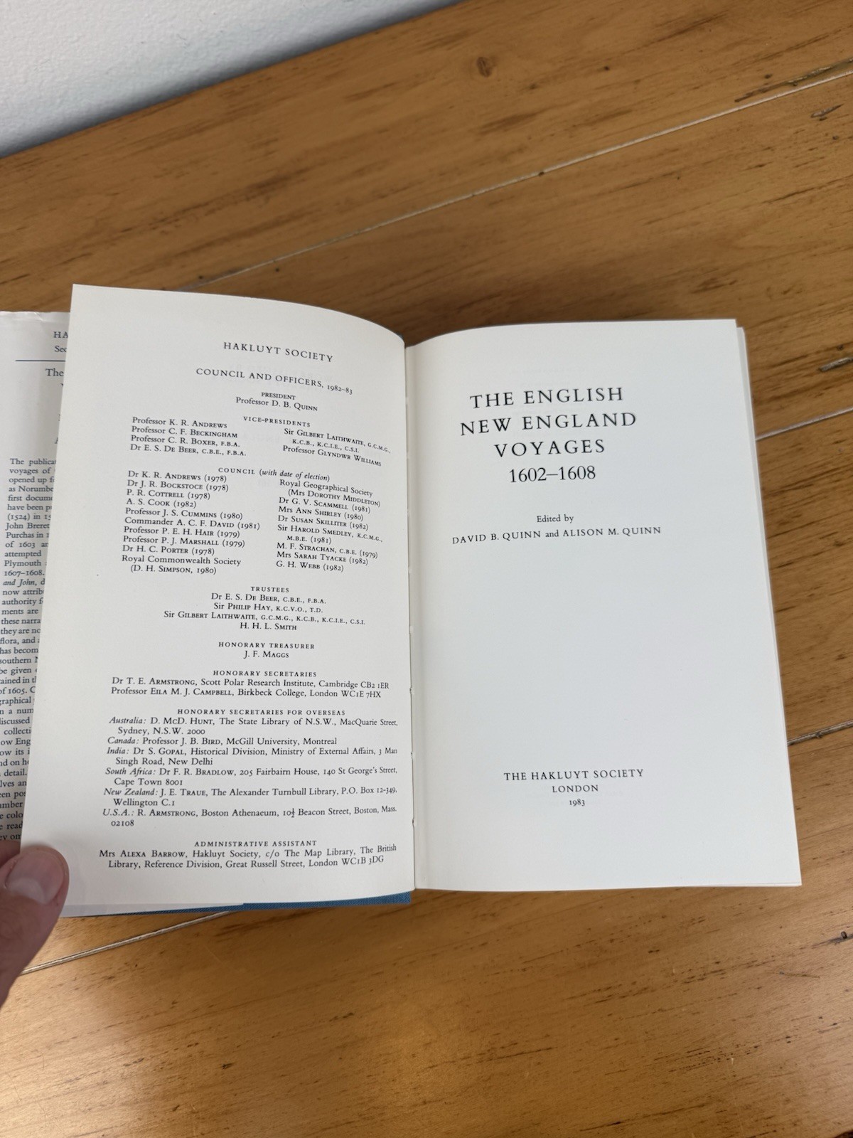 The English New England Voyages 1602 – 1608 ; by Quinn – Hakluyt Society HC Book