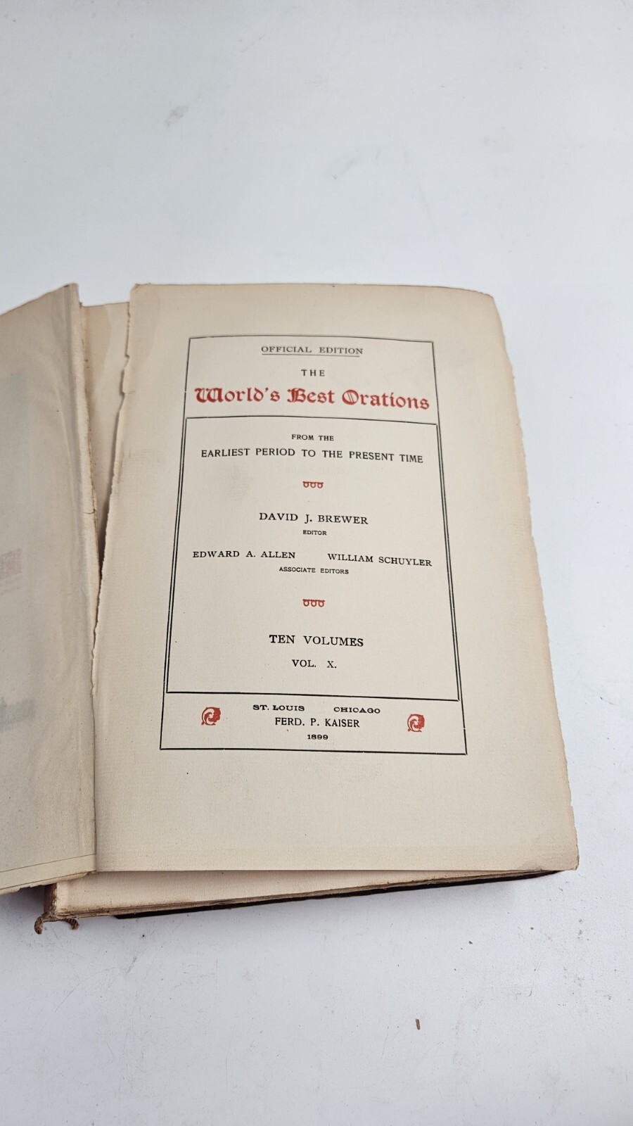 1 pcs antiquarian books. World’s Best Orations: Earliest Period to Present. Ferd