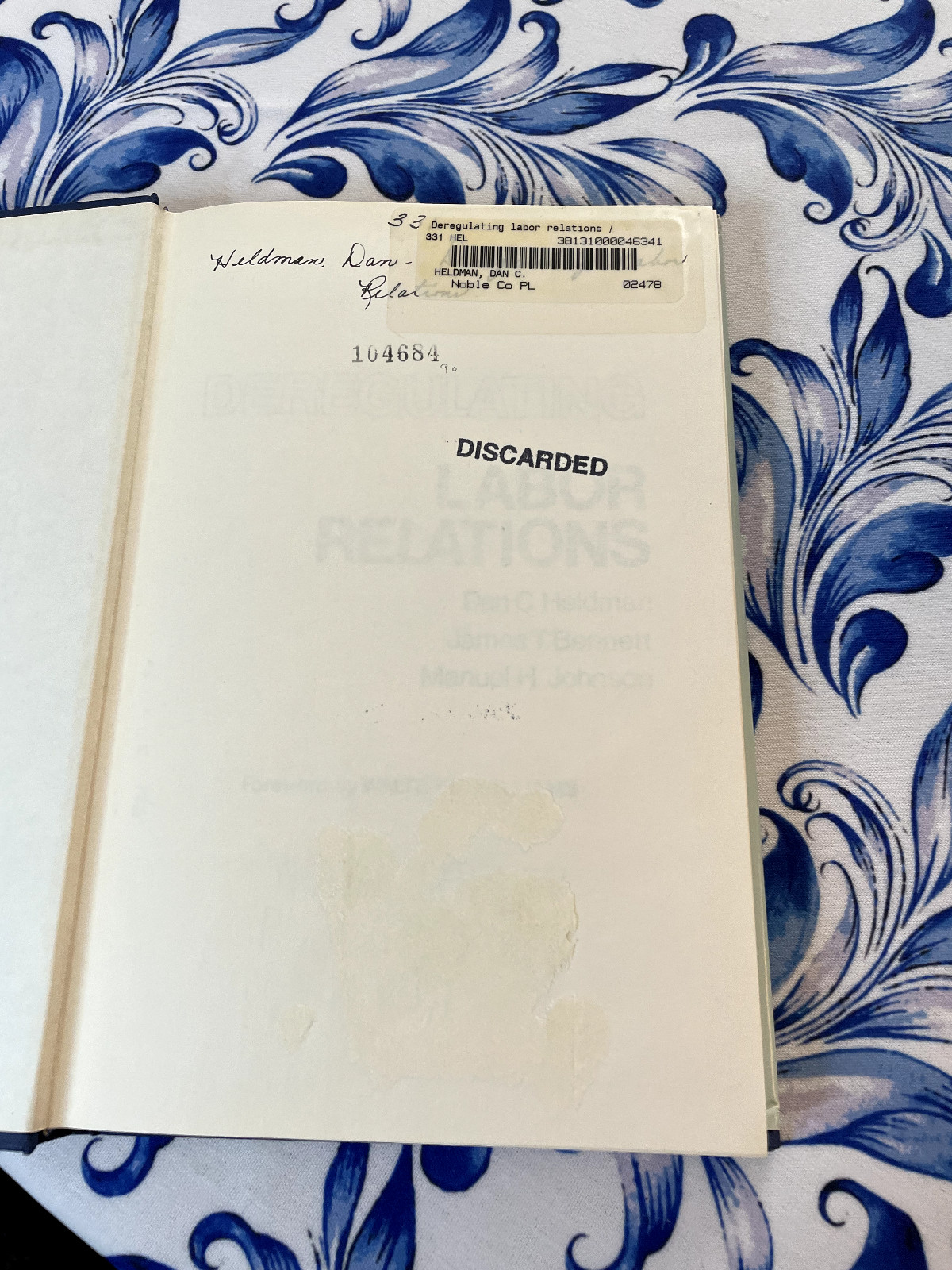 Deregulating Labor Relations, Dan C. Heldman, Hardback, ex-lib copy, Hardcover
