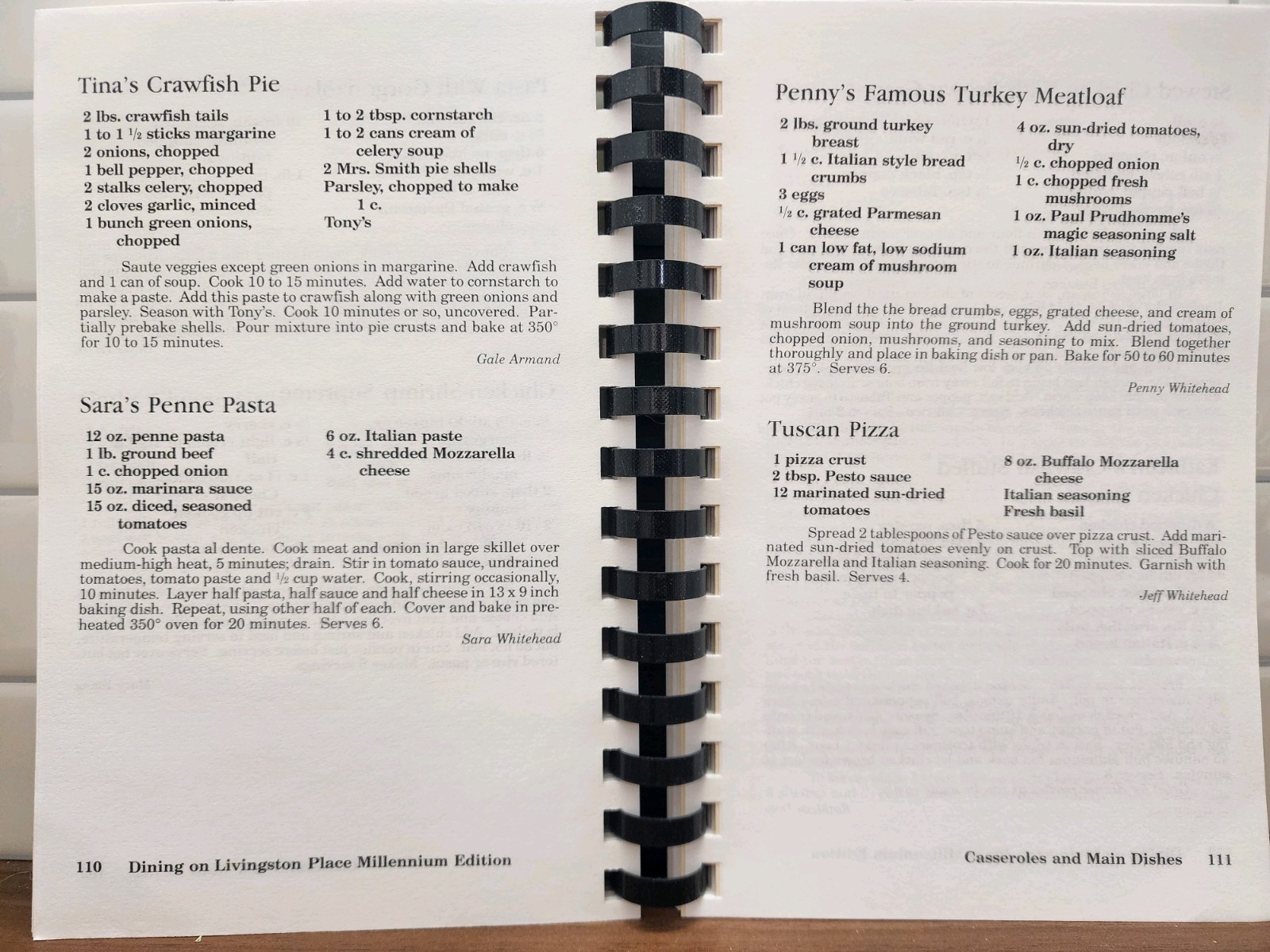 Dining On Livingston Place Cookbook Metairie Louisiana Millennium Edition