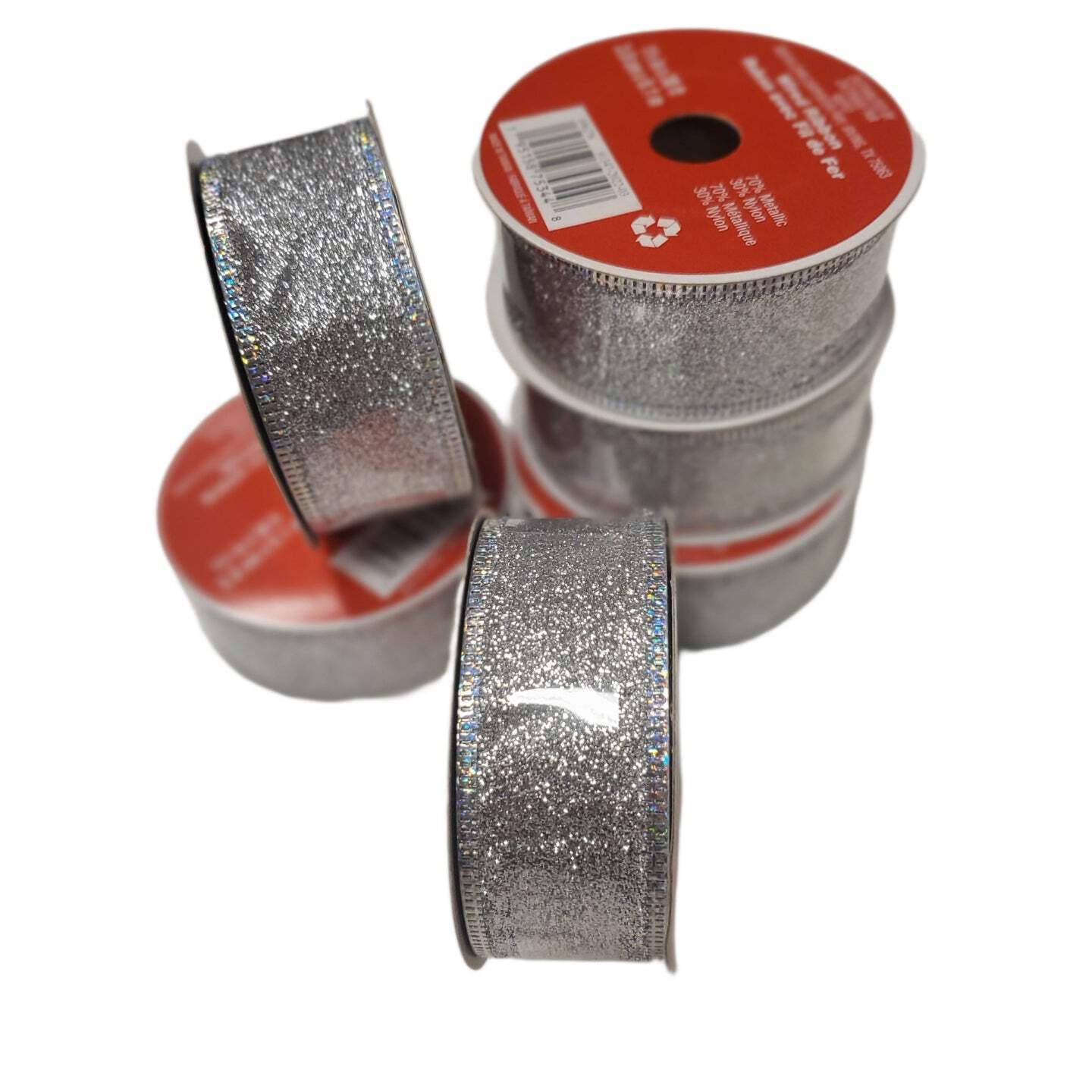 Silver Glitter Wired Ribbon 1.5in x 30ft – Home Decor