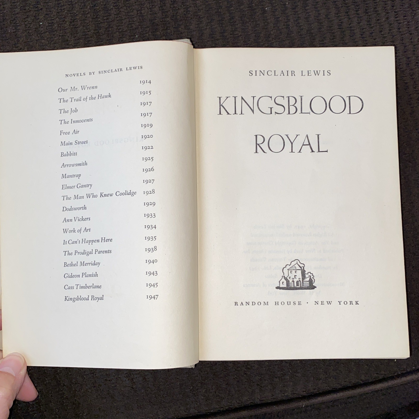 Kingsblood Royal by Sinclair Lewis Hardcover Stated First Printing No DJ Good