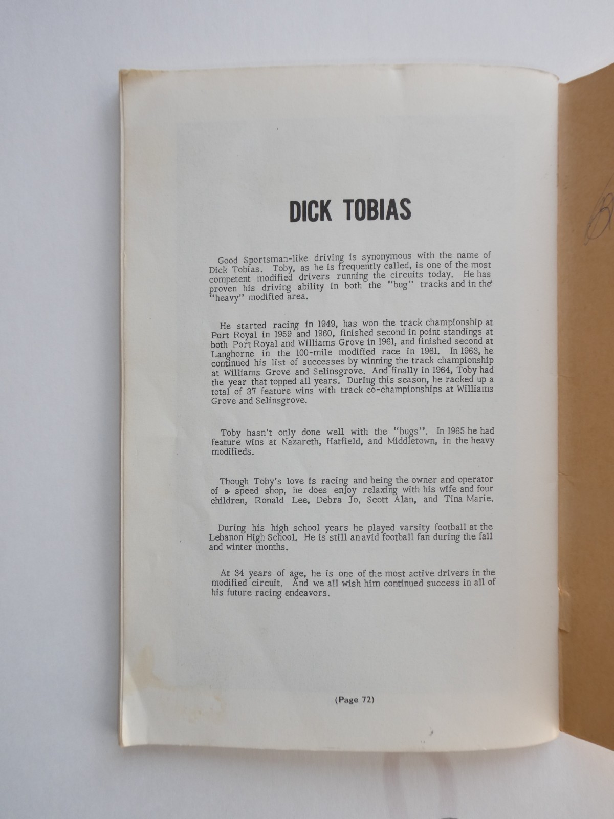 1966 Stock Car Drivers Photos 35 Photos and Stories + Autographs Book B Pickell
