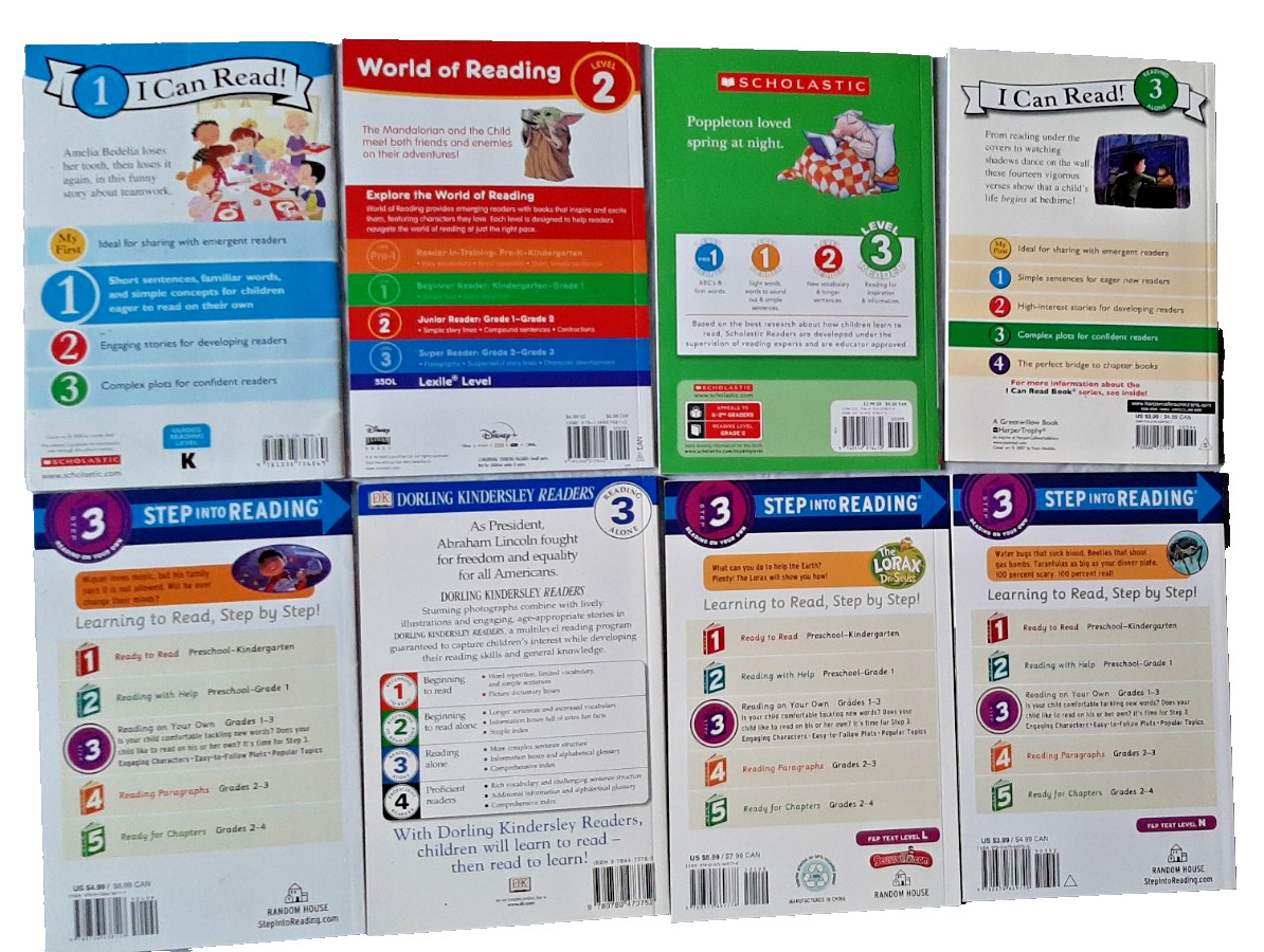 Lot Of 8 Level 1, 2 and 3 Paperback Reading Books ‘I Can Read” Plus More