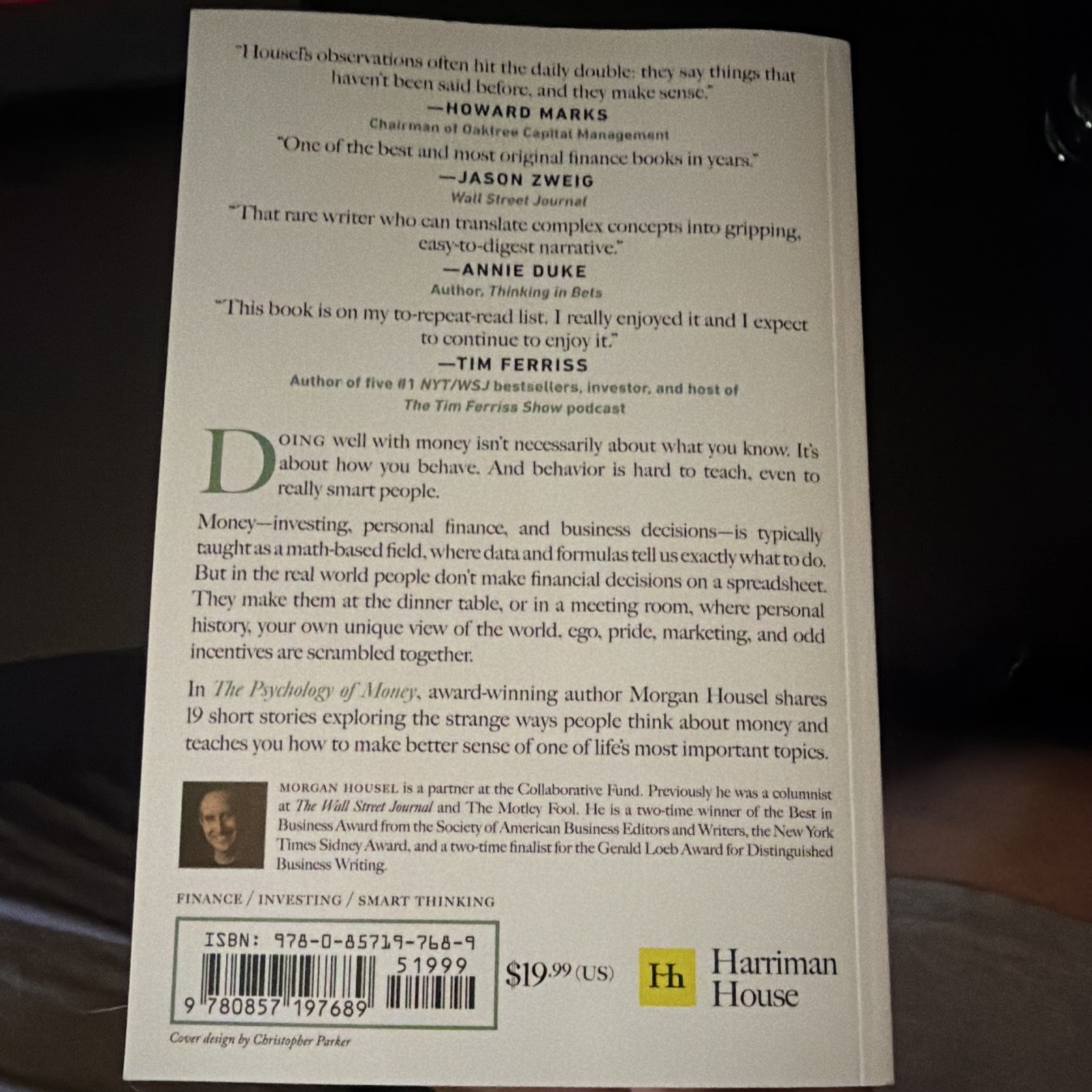 Morgan Housel The Psychology of Money Trade Paperback 2020 Harriman House
