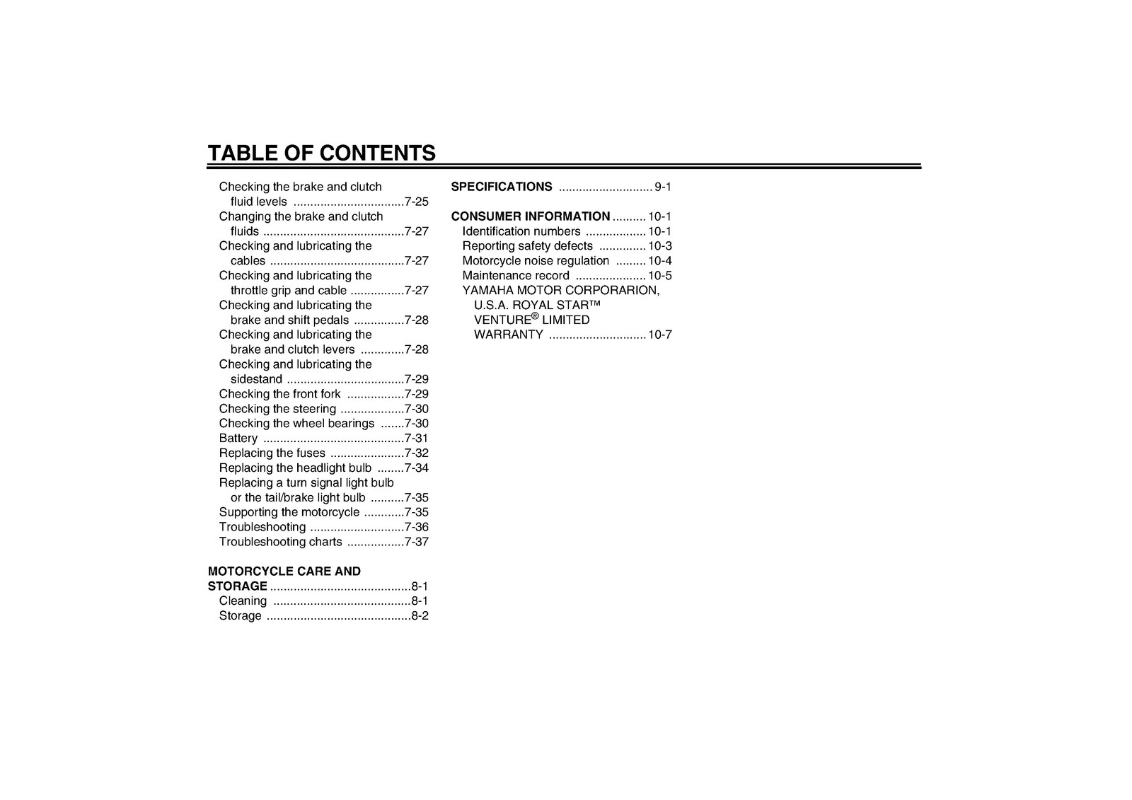 YAMAHA 2005 XVZ13TFT XVZ13TFMT Royal Star Venture Owners Manual – WIRE BOUND