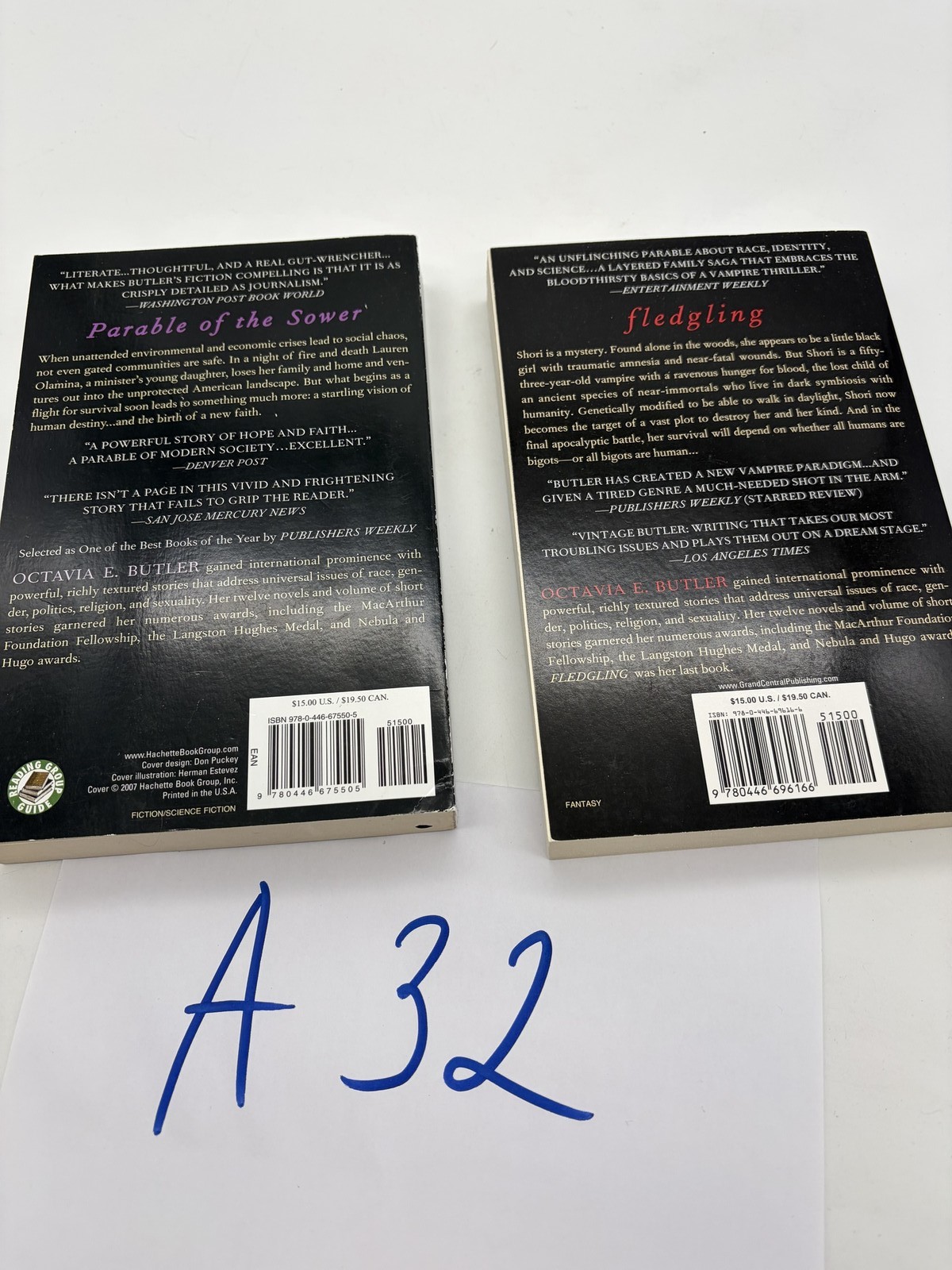 Octavia E. Butler Parable of the Sower & Fledgling Paperback Books Lot A32