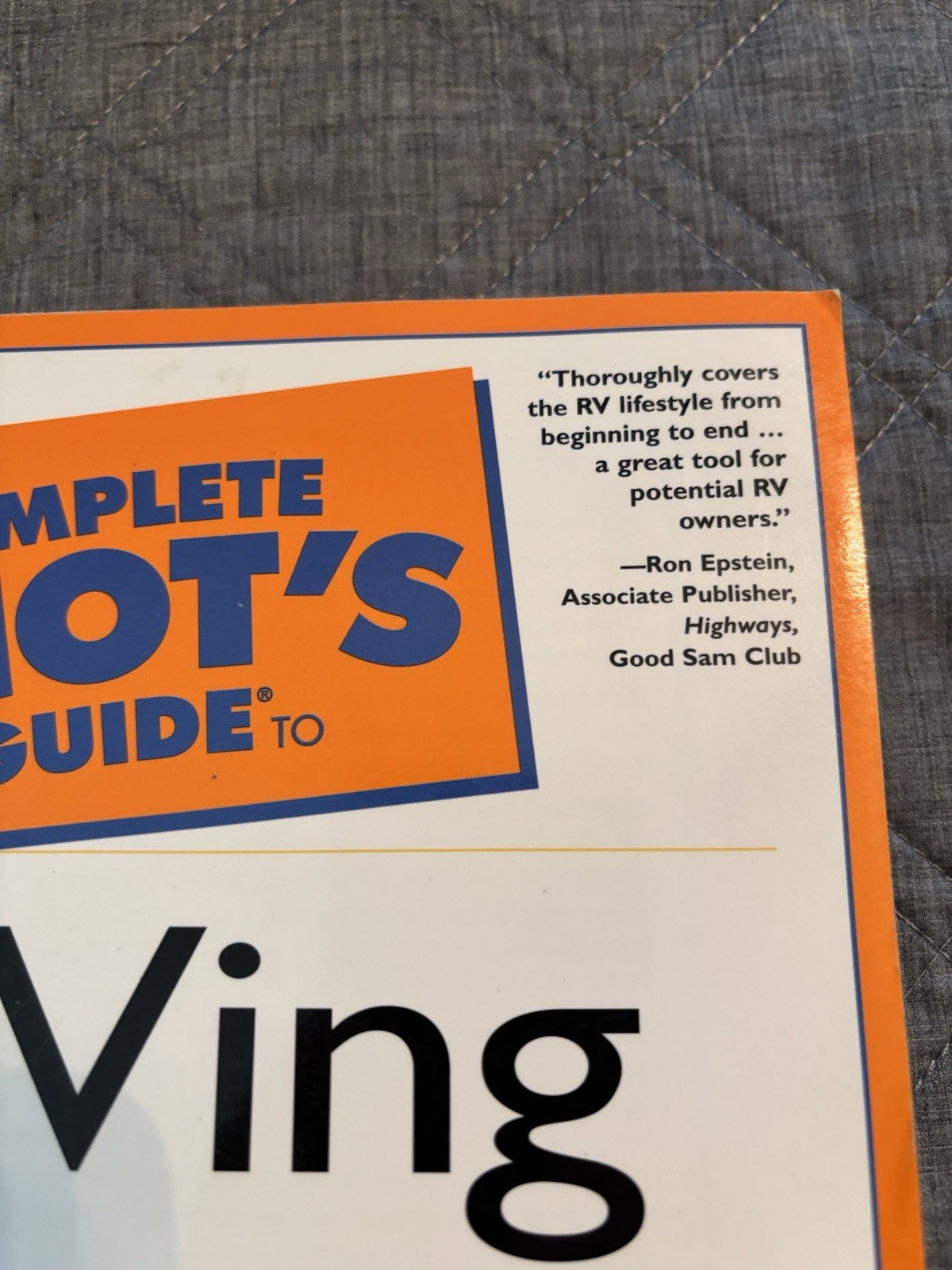 Complete Idiots Guide To Rving New 372 Pages 2002