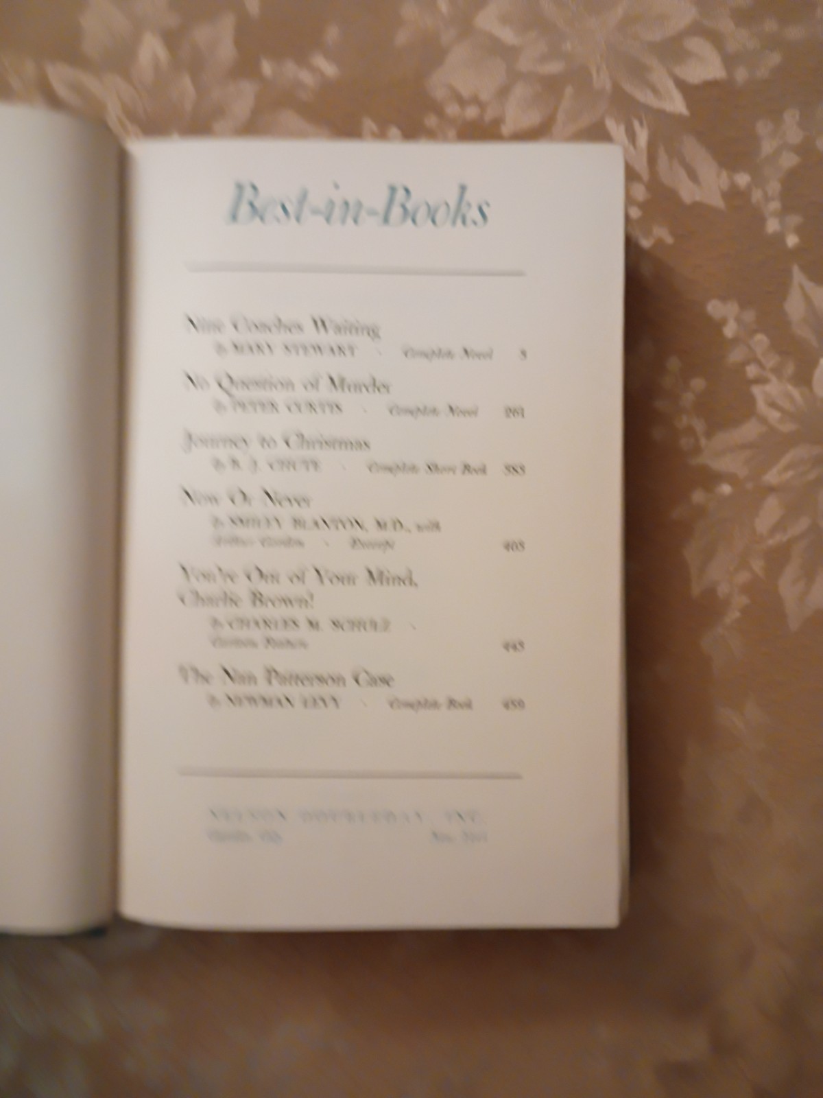 Best-in-Books 1959 Nine Coaches Waiting Mary Stewart Hardcover Anthology Book