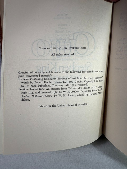 Cujo Stephen King Book Club Edition hardcover with dust jacket 1981 Viking