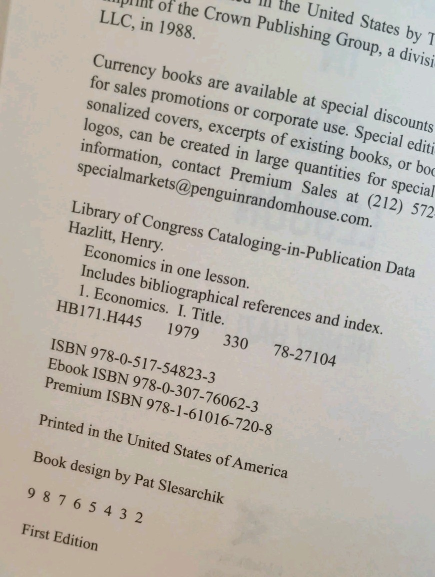 Economics in One Lesson by Henry Hazlitt (Hardcover) 2020 Edition