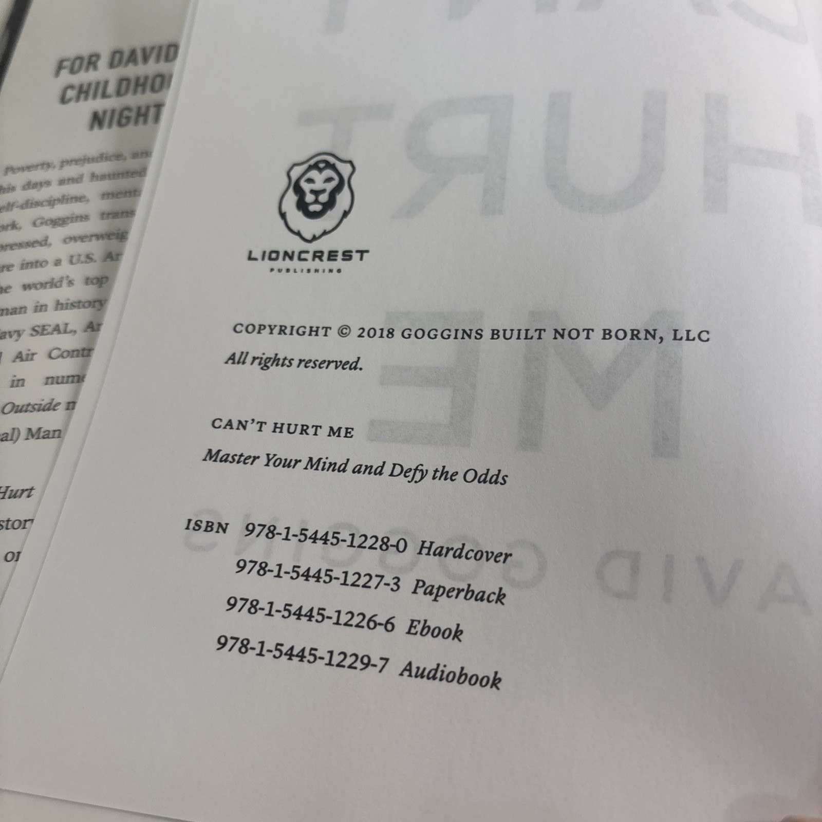 Can’t Hurt Me: Master Your Mind and Defy the Odds by David Goggins…