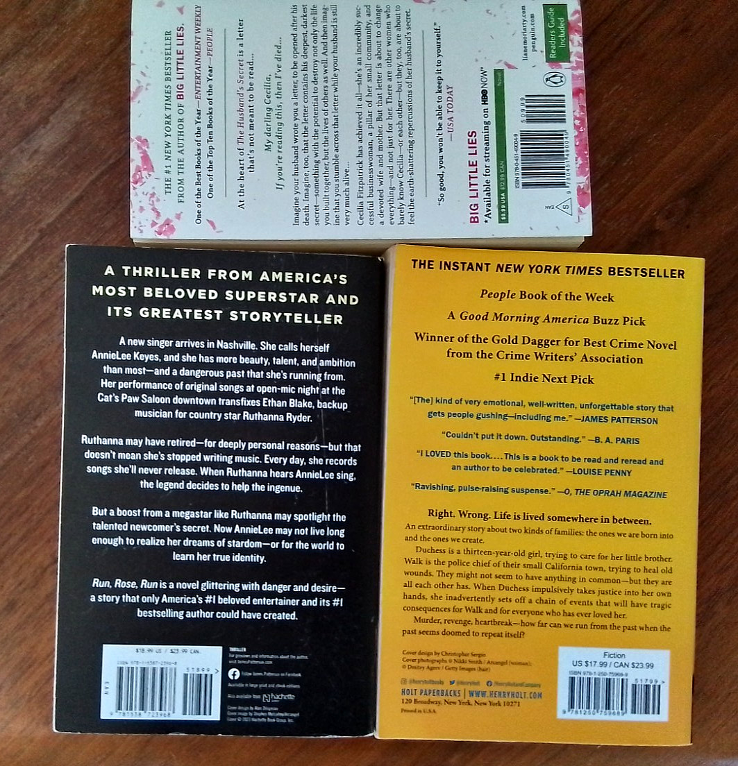 Lot of 3 Bestseller Novels Moriarty, Whitaker, Run Rose Run Dolly Parton TP