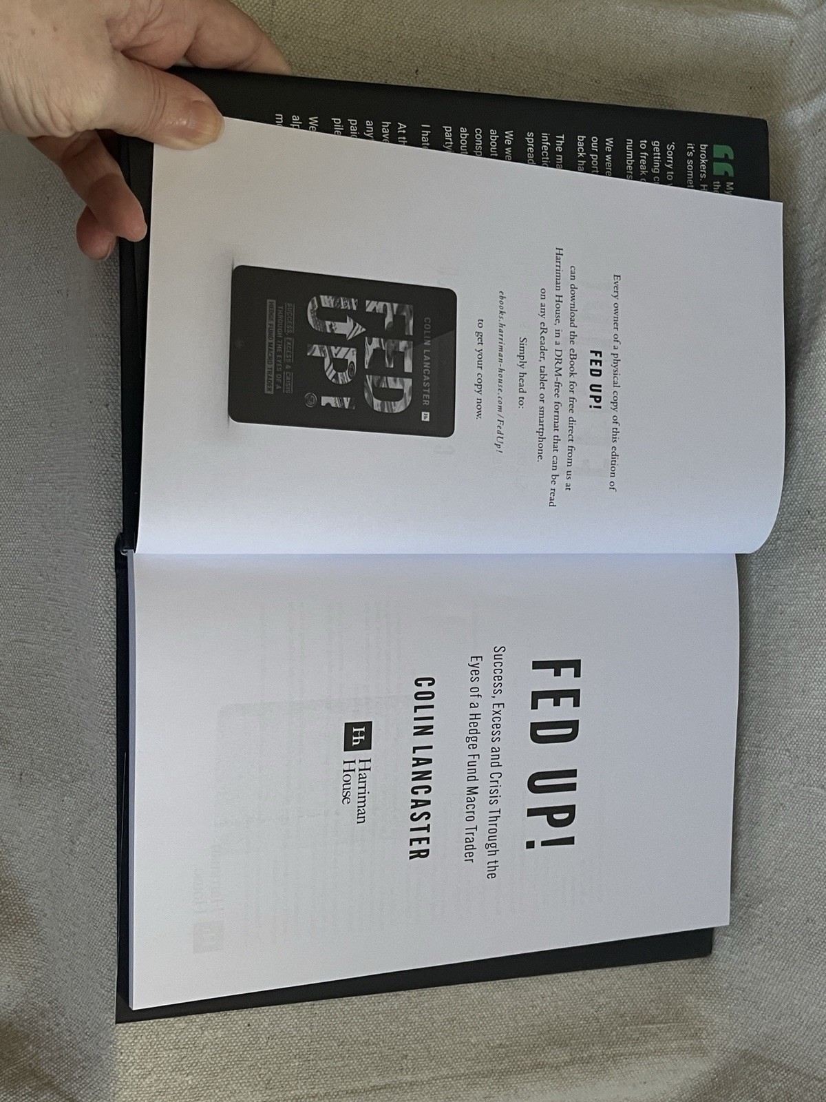 Fed Up! Success, Excess & Crisis Colin Lancaster, Hardcover, Harriman House