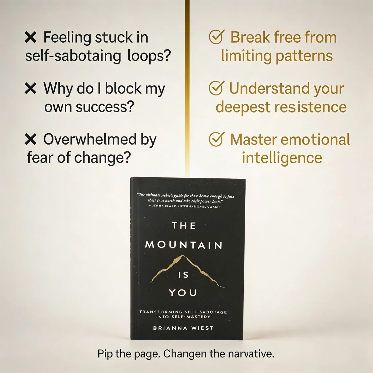 The Mountain Is You by Brianna Wiest Paperback Book | Self-Help Personal Growth