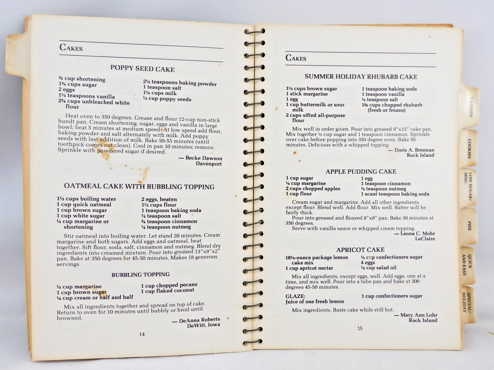 Quad City Times Dessert Cookbook 1984 Sinfully Delicious Spiral Bound 128 Pages