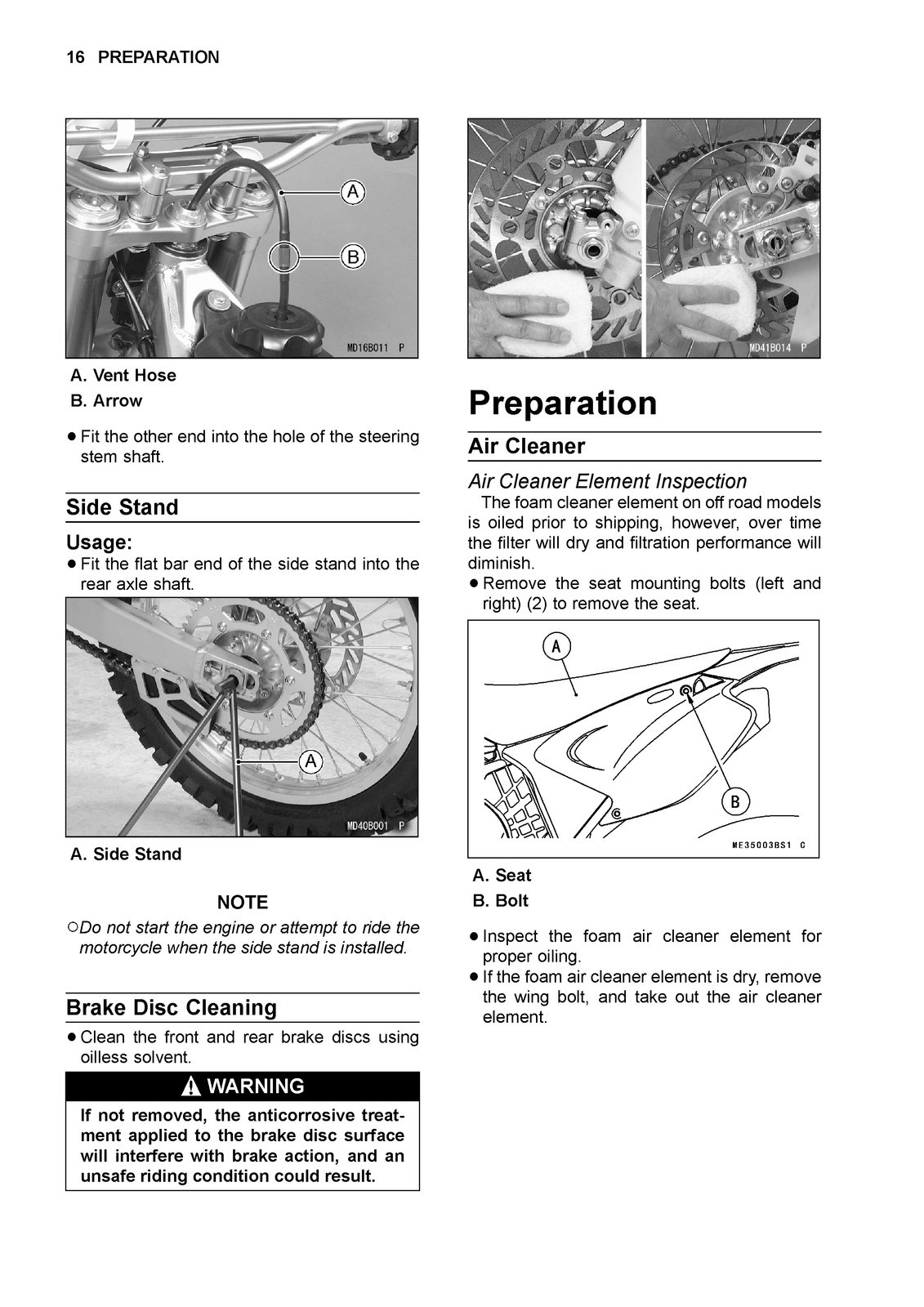 KAWASAKI KX250 Motorcycle Assembly Preparation Manual – SPIRAL BIND – COVERS