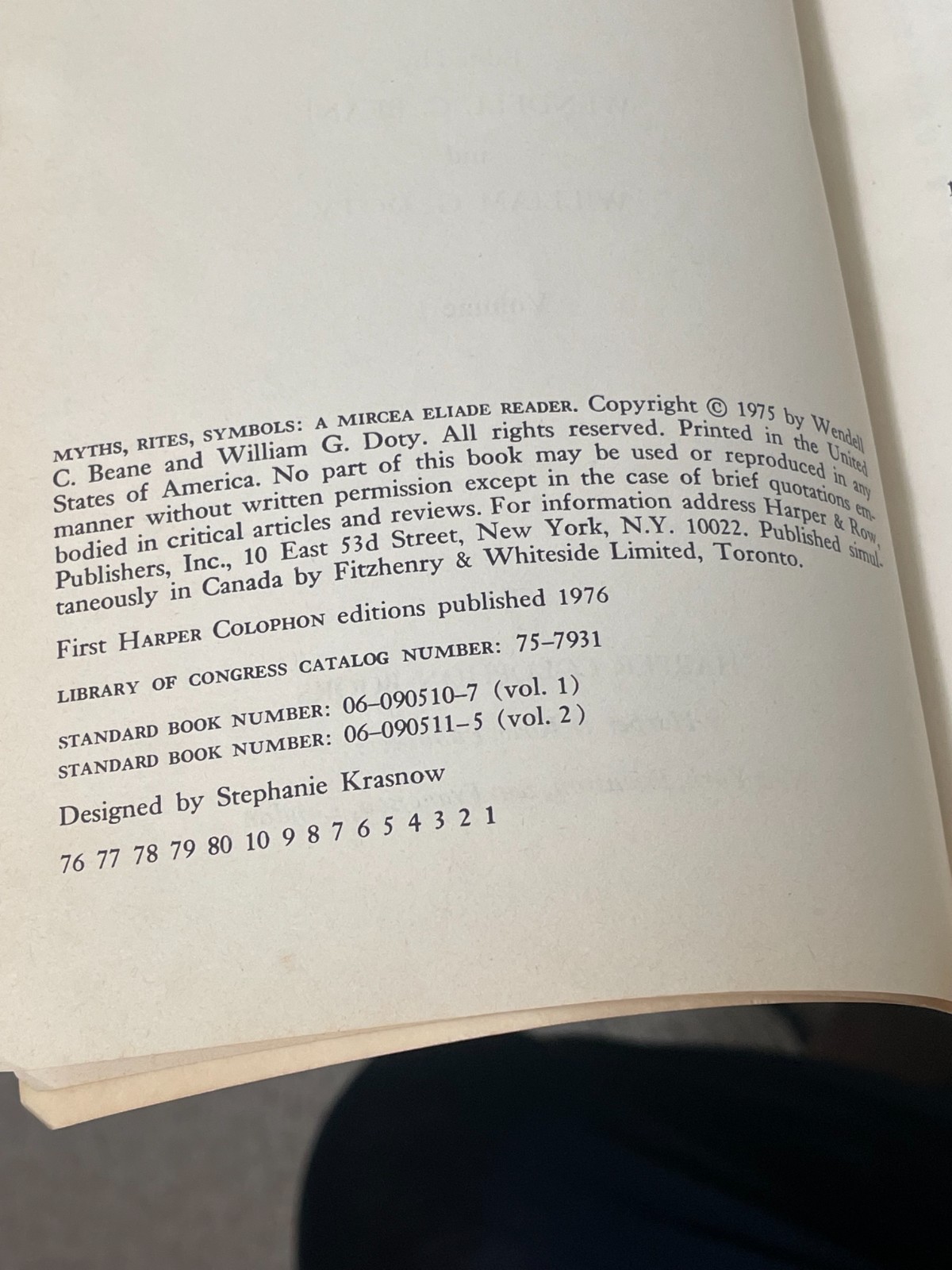 Myths Rites Symbols Mircea Eliade Reader Vol 1 1976 Harper Colophon PB Anthropol