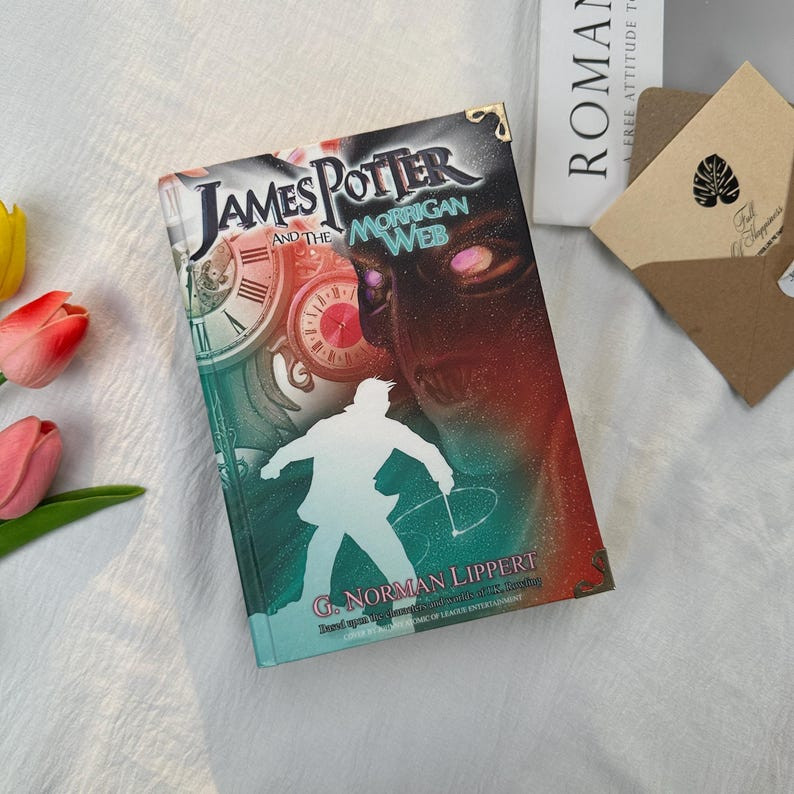 James Potter fantasy book series, hardcover, adventure and romance with bookmark