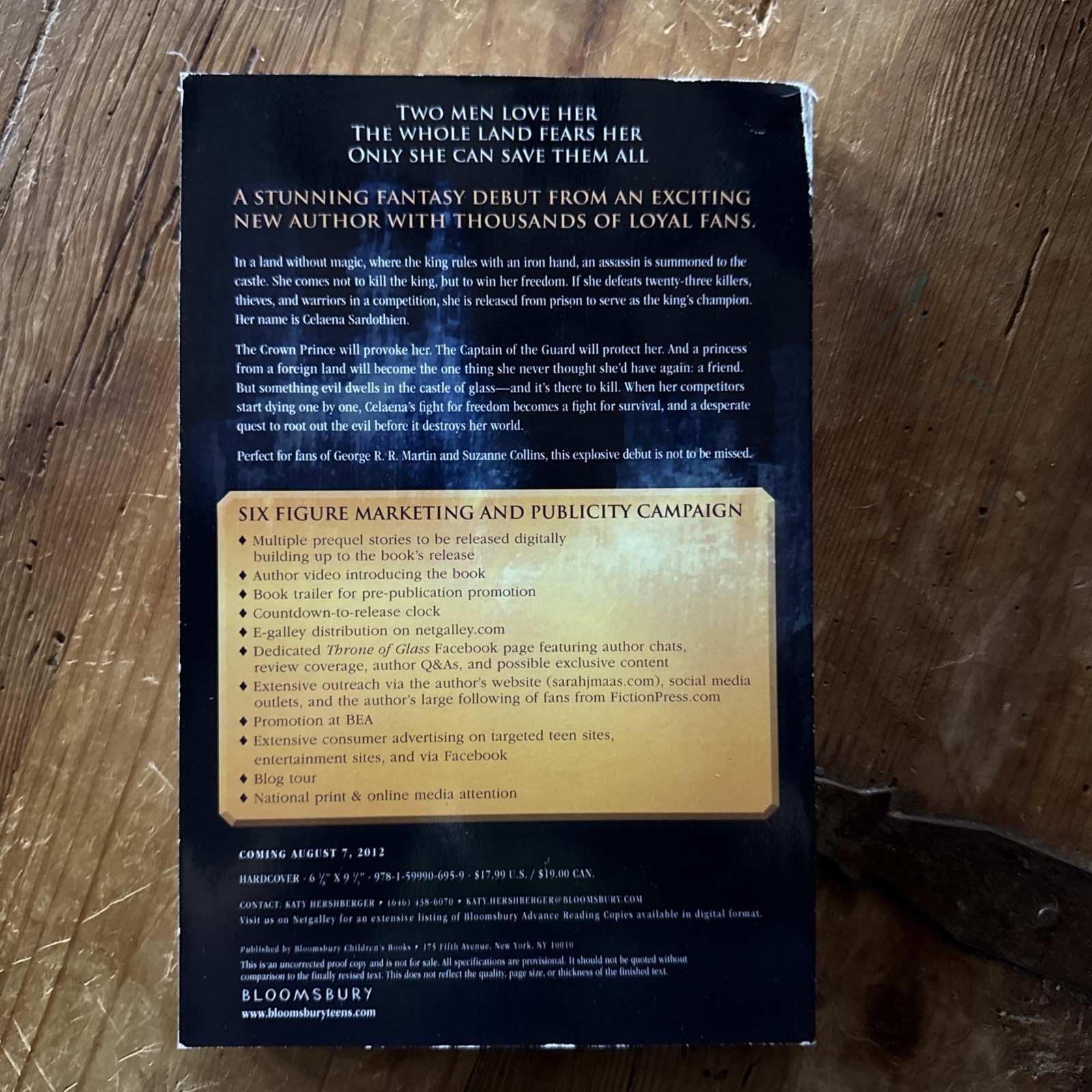 Throne Of Glass, Sarah Maas, Uncorrected Proof / Advance Reader ARC