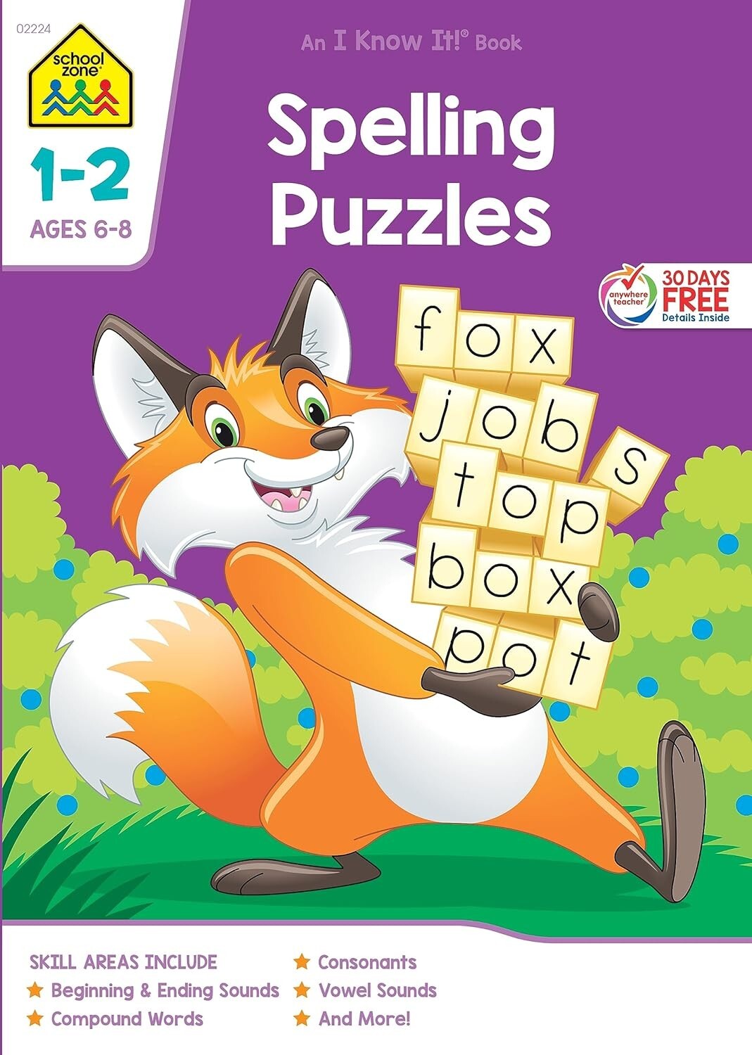 Spelling Puzzles Workbook for Kids Ages 6 to 8, 1st 2nd Grade Vowels Sounds NEW