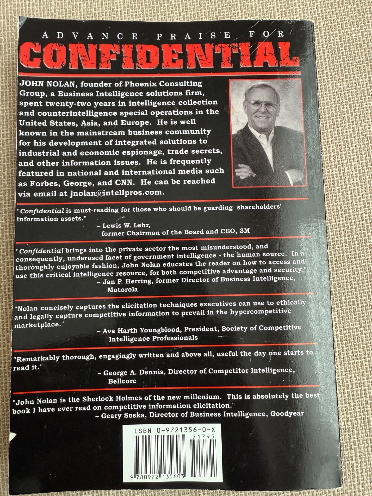 John Nolan CONFIDENTIAL: BUSINESS SECRETS, GETTING THEIRS -OUT OF PRINT
