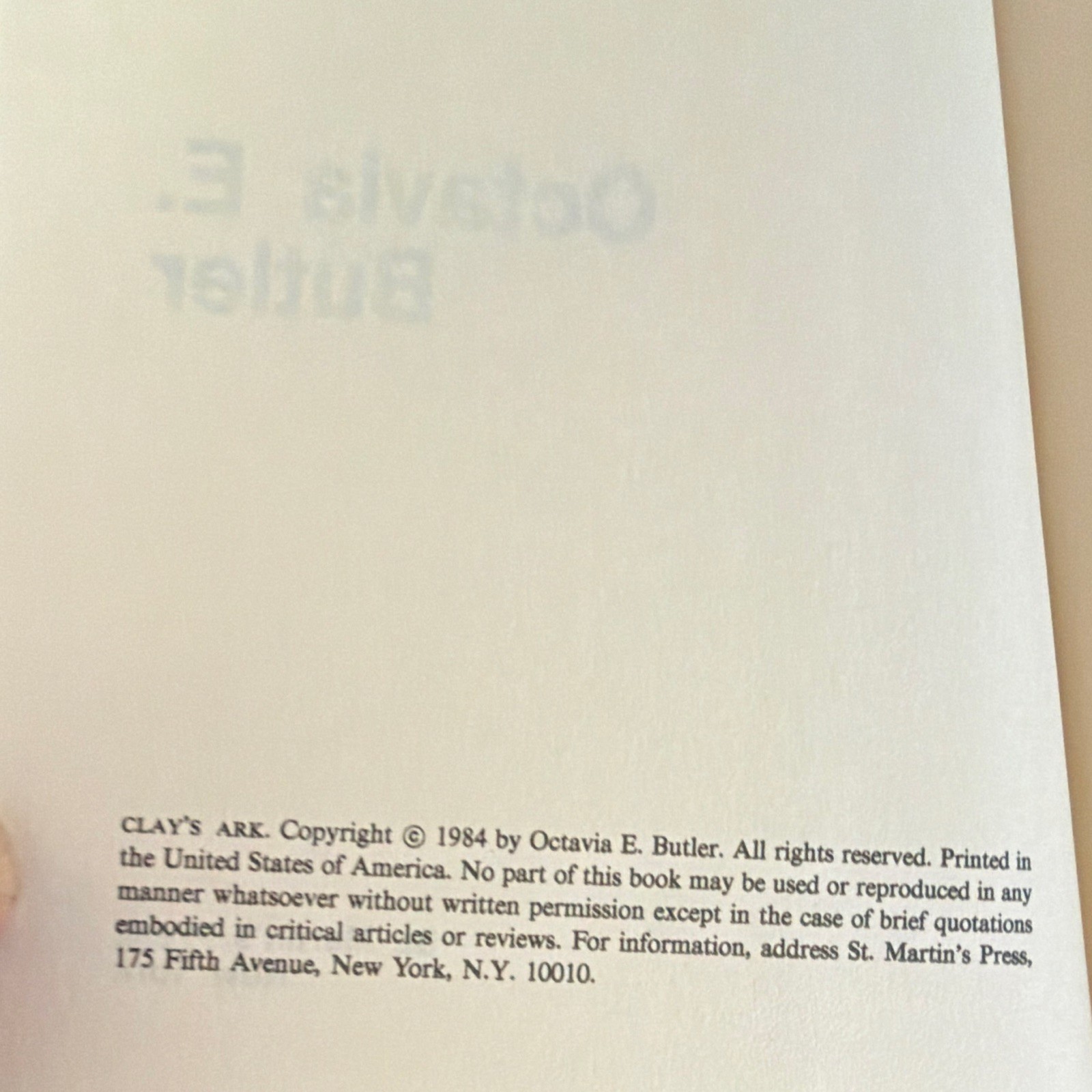 Octavia E. Butler Clay’s Ark Hardcover 1984 Sci-Fi Patternist DJ