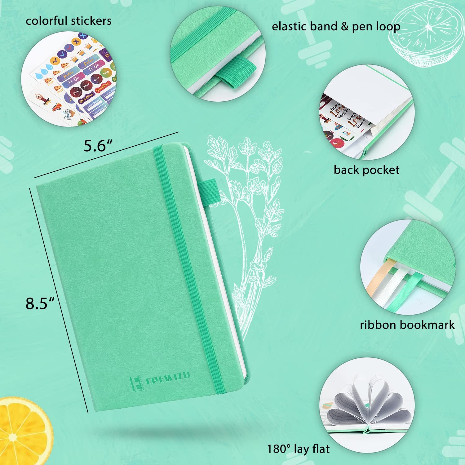 Food and Fitness Journal Hardcover Wellness Planner Workout Journal for Women…
