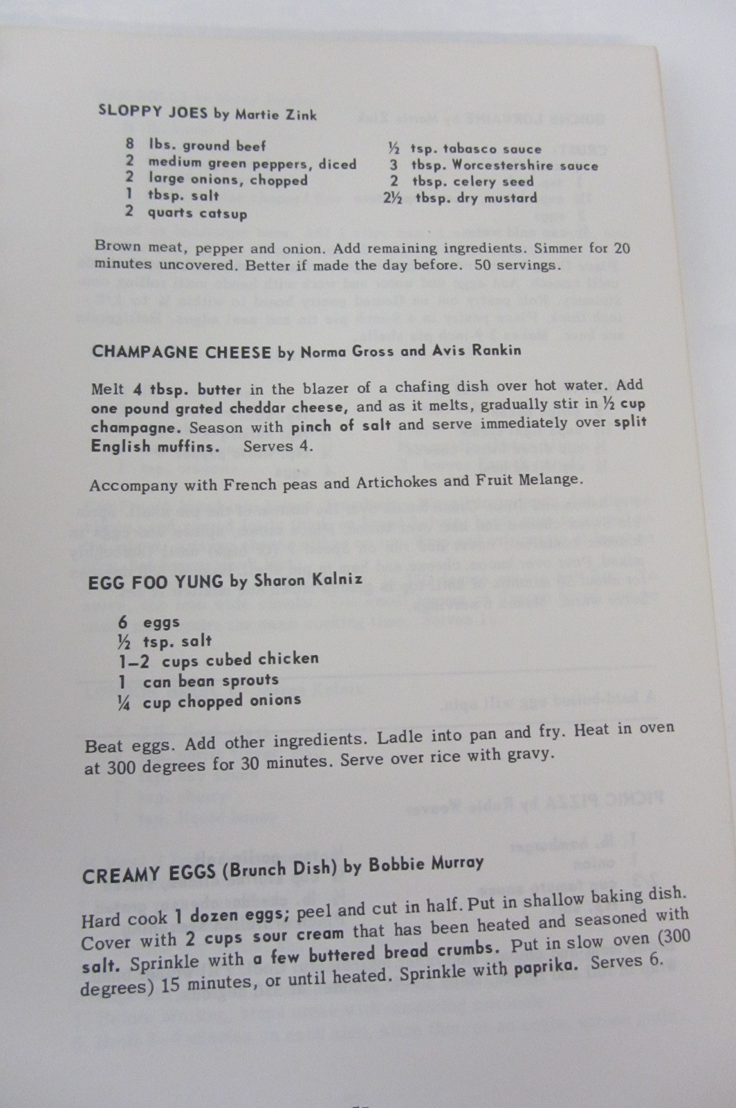 Cookbook II, Toledo Dental Auxiliary 126 pages frozen fruit salad, Beef Roulades