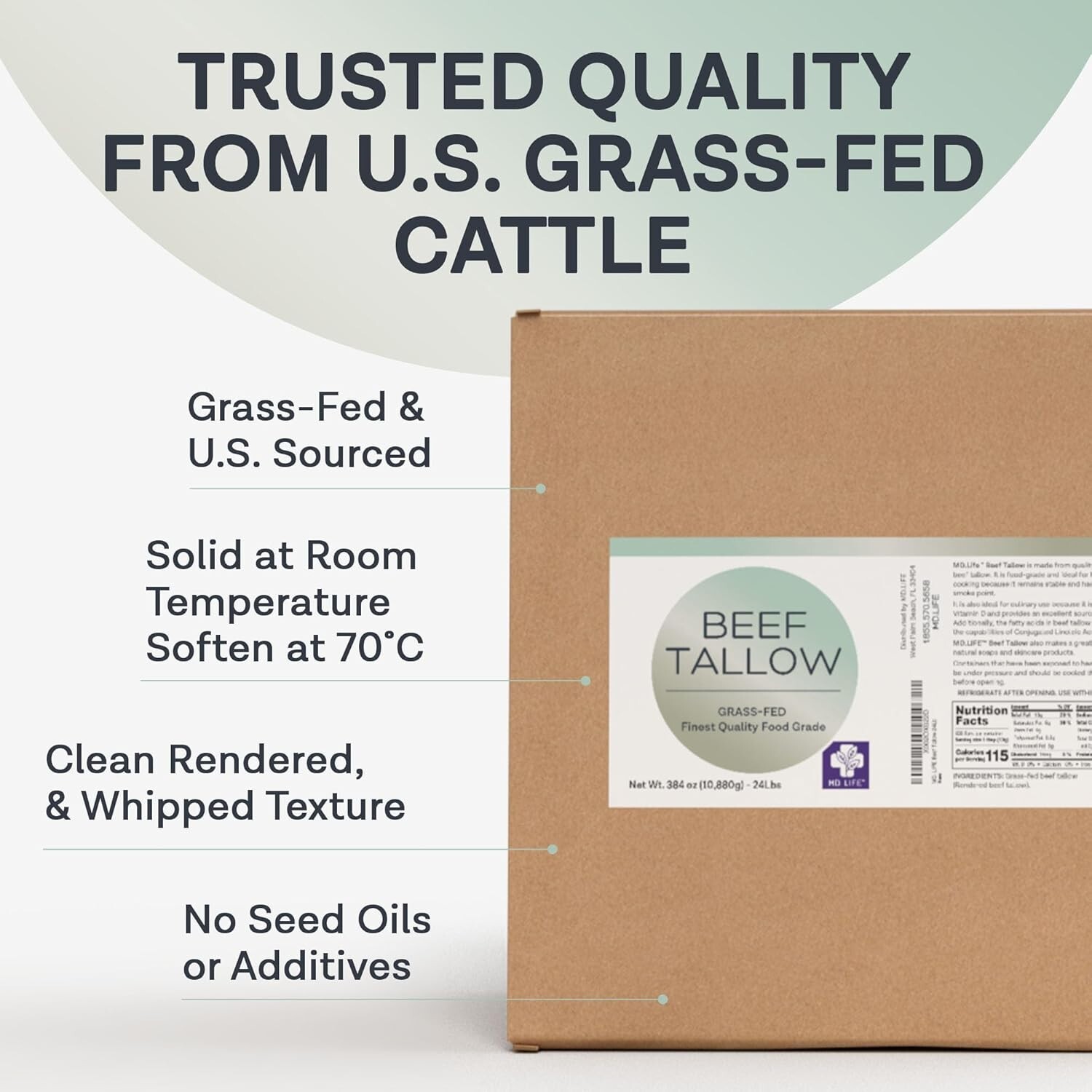 Nutritious Food Grade Beef Tallow – 24 lbs – Ideal for Keto Diet & Health Boost