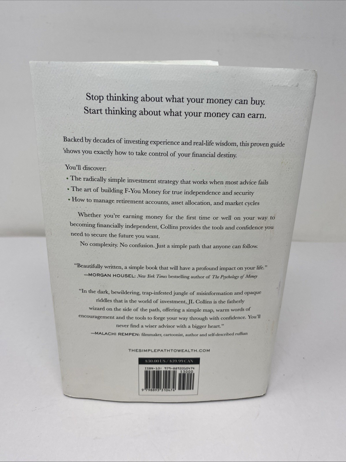 Simple Path to Wealth Hardcover JL Collins Clean Pages Revised Expanded 2025 Ed