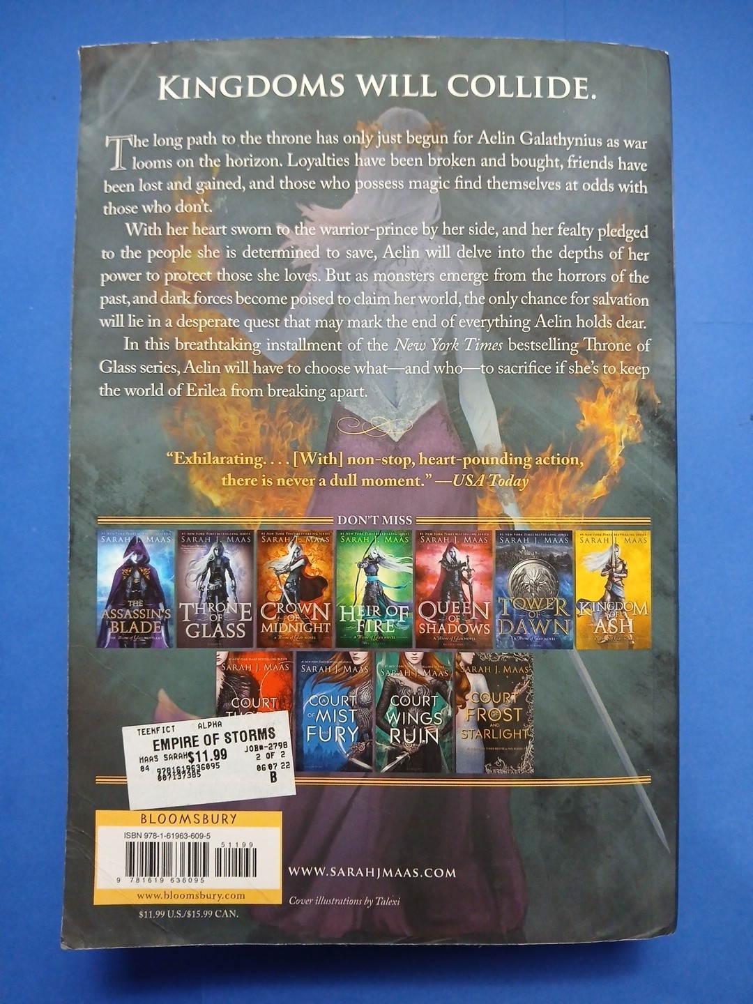 Throne of Glass Empire of Storms Sarah J. Maas Paperback OOP Original Cover