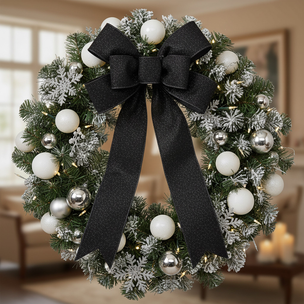 Celebrate it WIRED Christmas Ribbon BLACK GLITTER 2.5 in X 80 ft