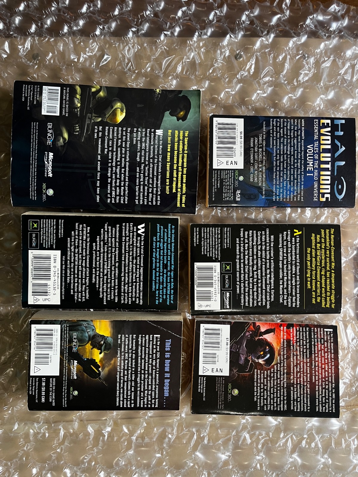 HALO Paperback Book Lot of 6 Xbox Master Chief Flood Scifi Fall of Reach
